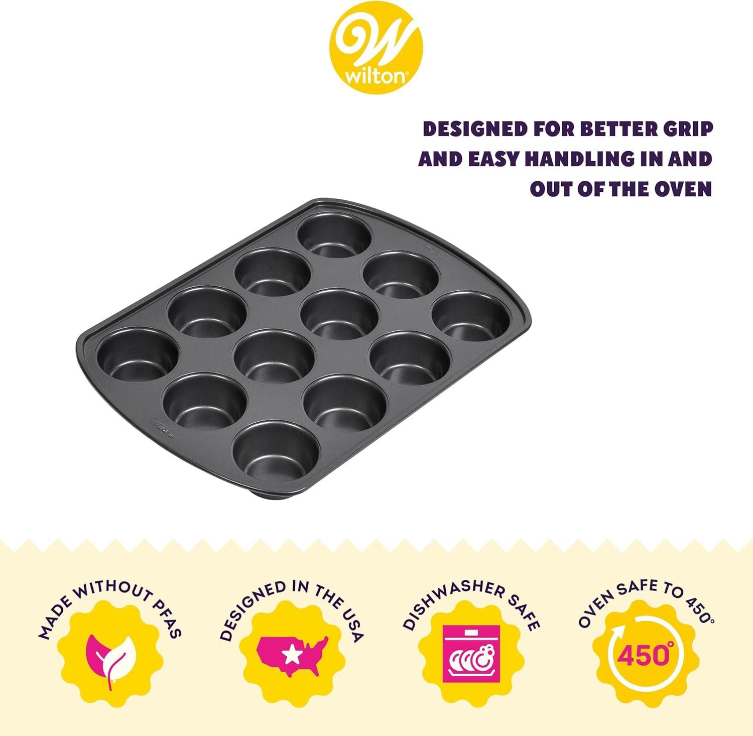 Wilton 191002982 Perfect Results Nonstick 12-Cup Muffin Pan