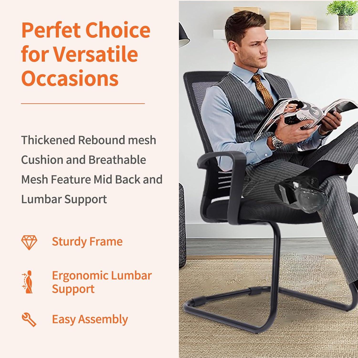 Office Guest Chair with Lumbar Support Mid Back Mesh Space Air Grid Series Reception Conference Room