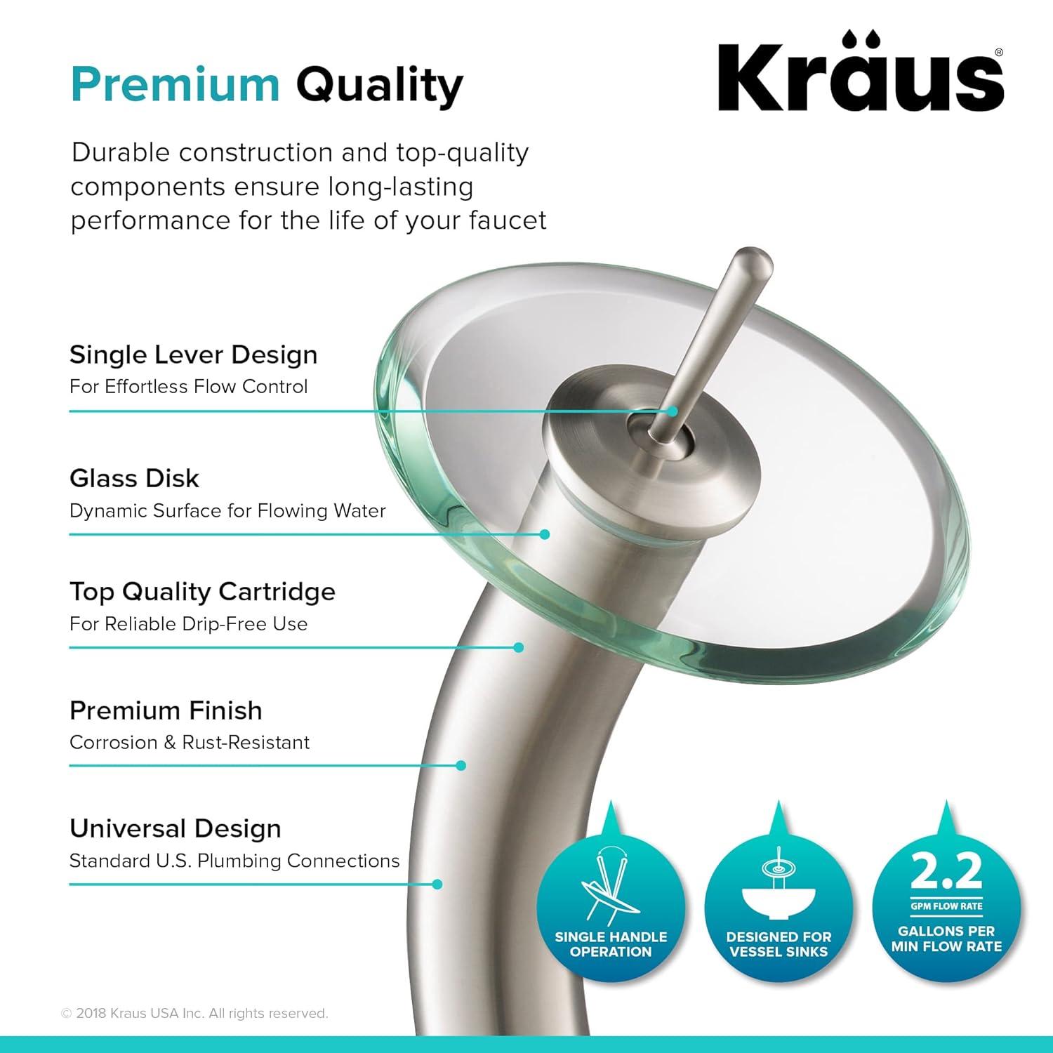 Waterfall Single Hole Single Handle Bathroom Faucet with Drain Assembly