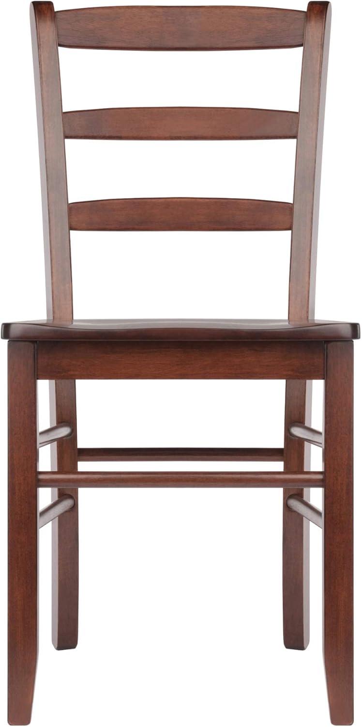 Set of 2 Ladder Back Chair Antique Walnut - Winsome: Hardwood, Non-Unupholstered, Kitchen Seating