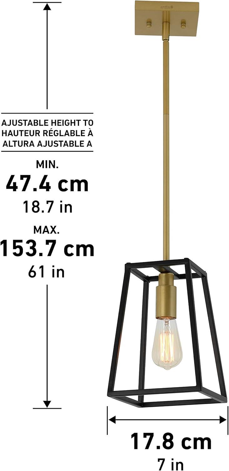 Artika Carter 1 Light Geometric Mini Pendant Light Fixture Black and Gold