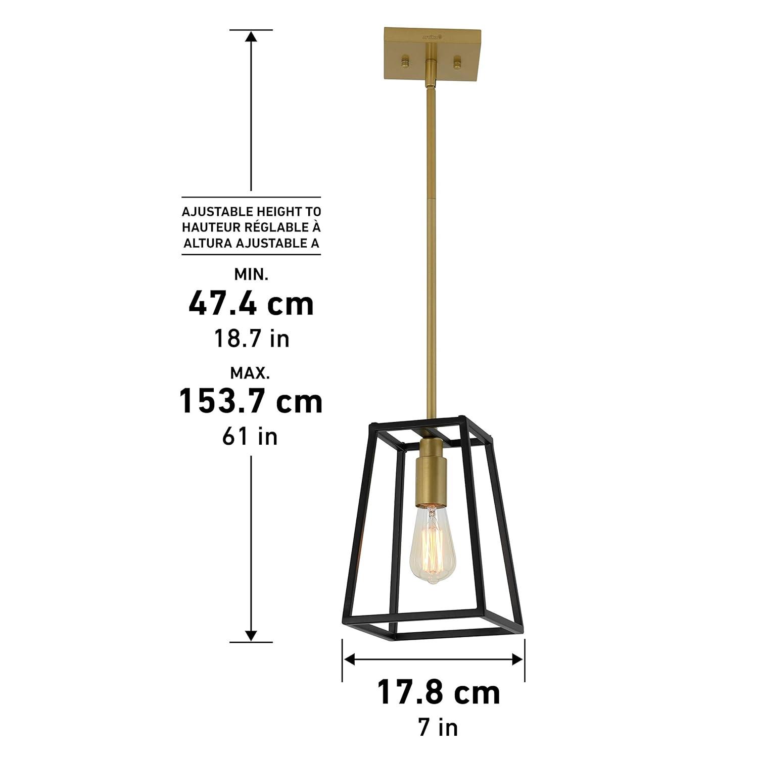 Artika Carter 1 Light Geometric Mini Pendant Light Fixture Black and Gold