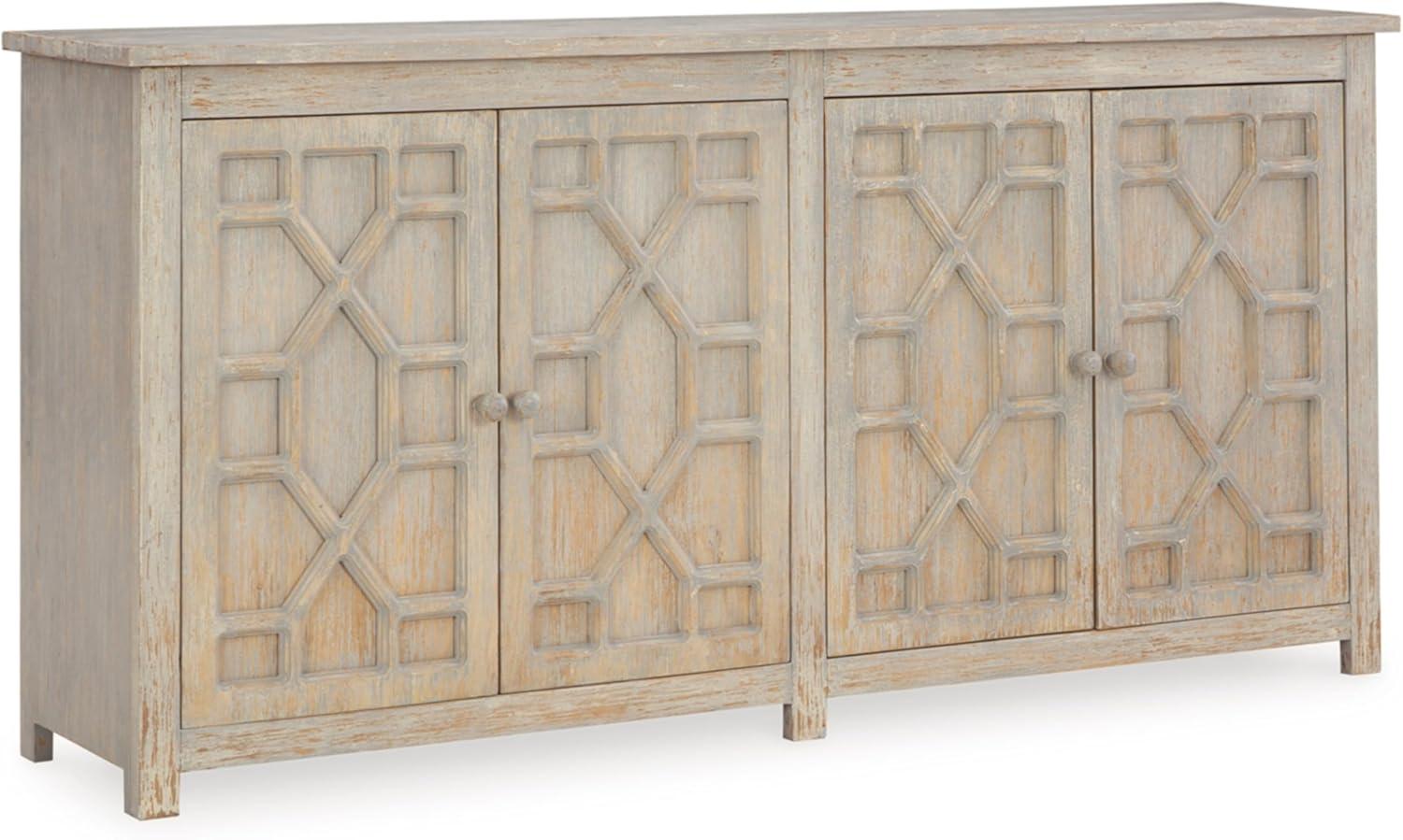 Distressed Blue Gray Mango Wood Accent Cabinet with Shelves