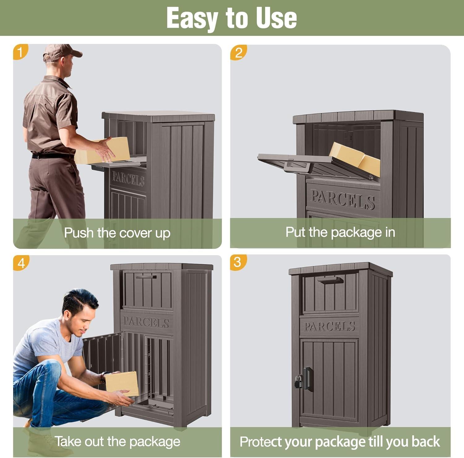 Package Delivery Box for Outside, Extra Large Parcel Drop Box with Lockable Secure, Waterproof and Anti-Theft Package Delivery Box for Porch Curbside