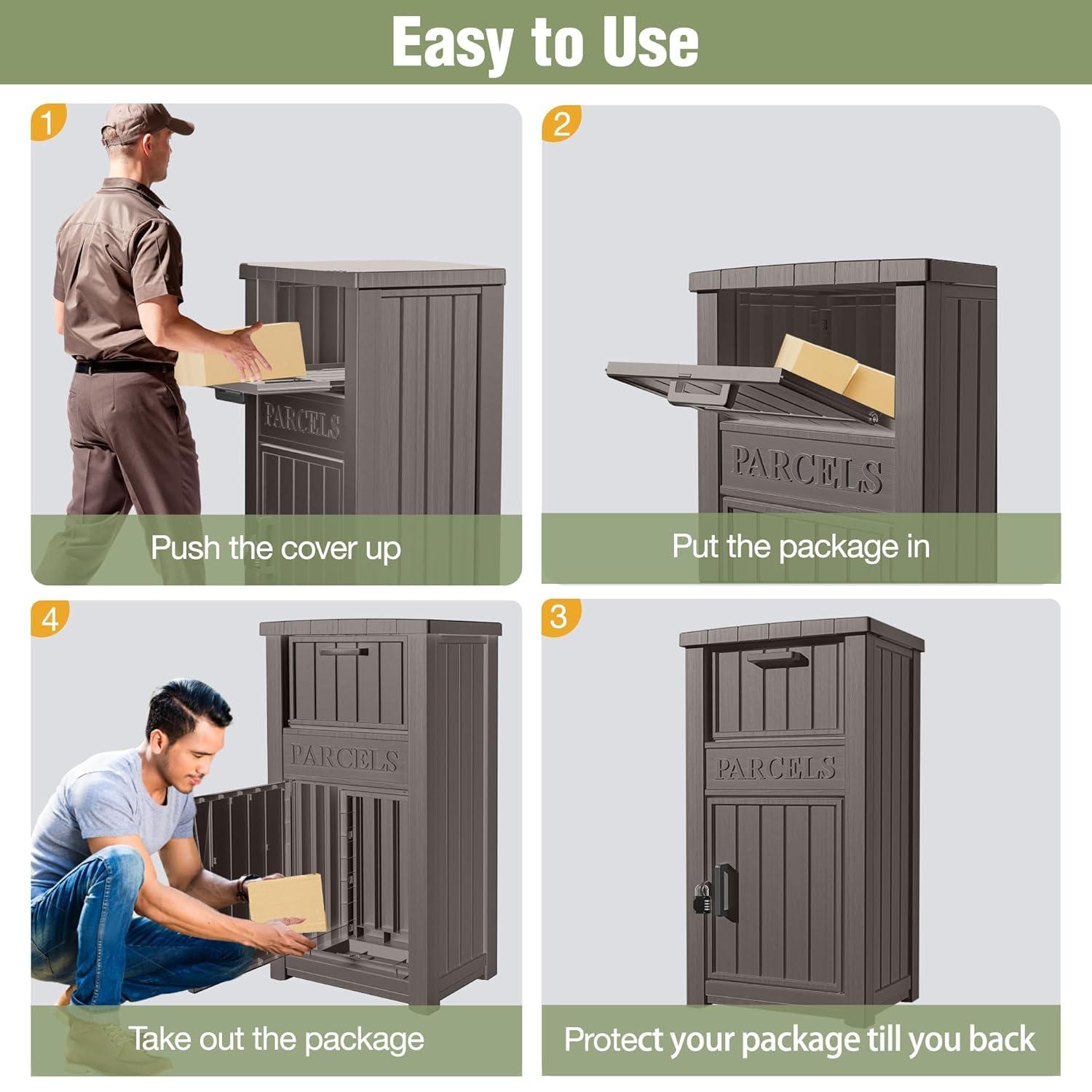 Package Delivery Box for Outside, Extra Large Parcel Drop Box with Lockable Secure, Waterproof and Anti-Theft Package Delivery Box for Porch Curbside