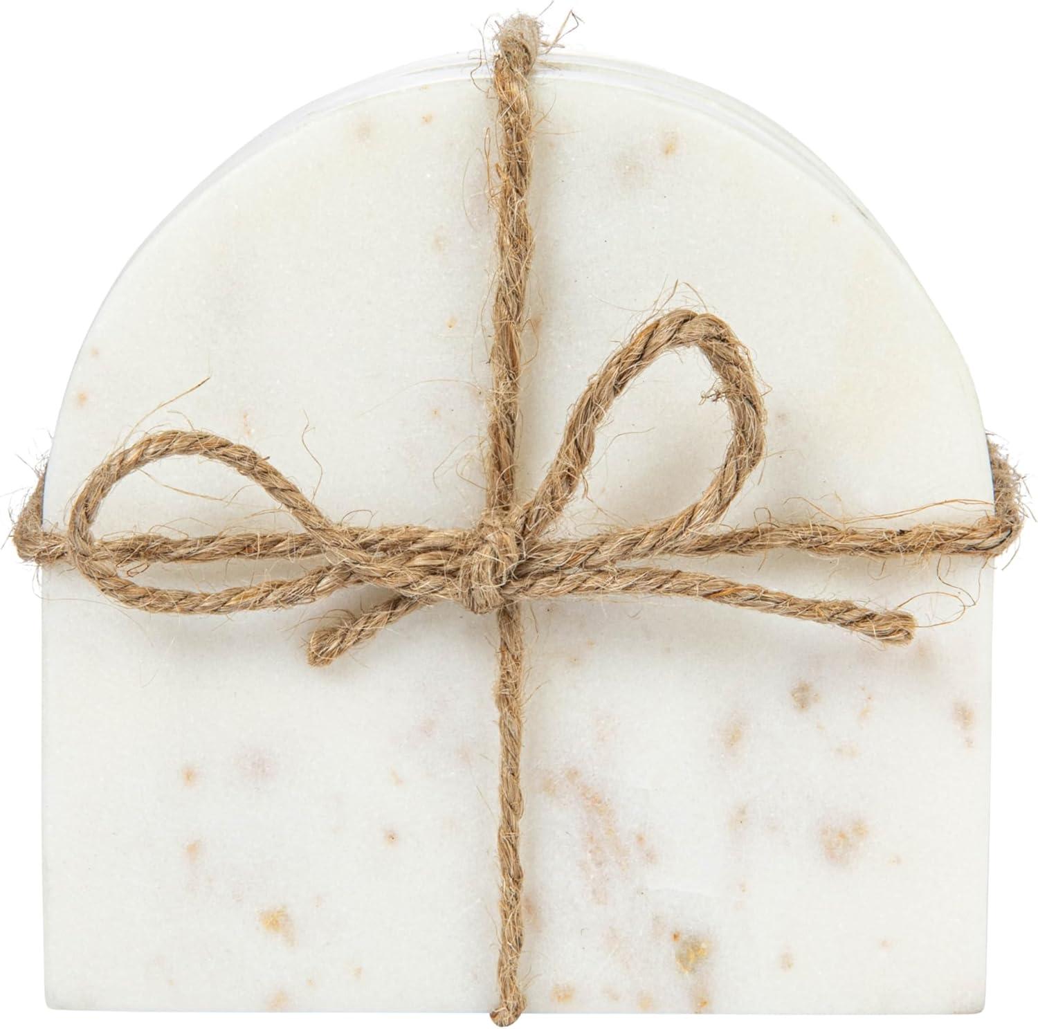 Bloomingville Modern Arched Marble Coasters, Set of 4, White