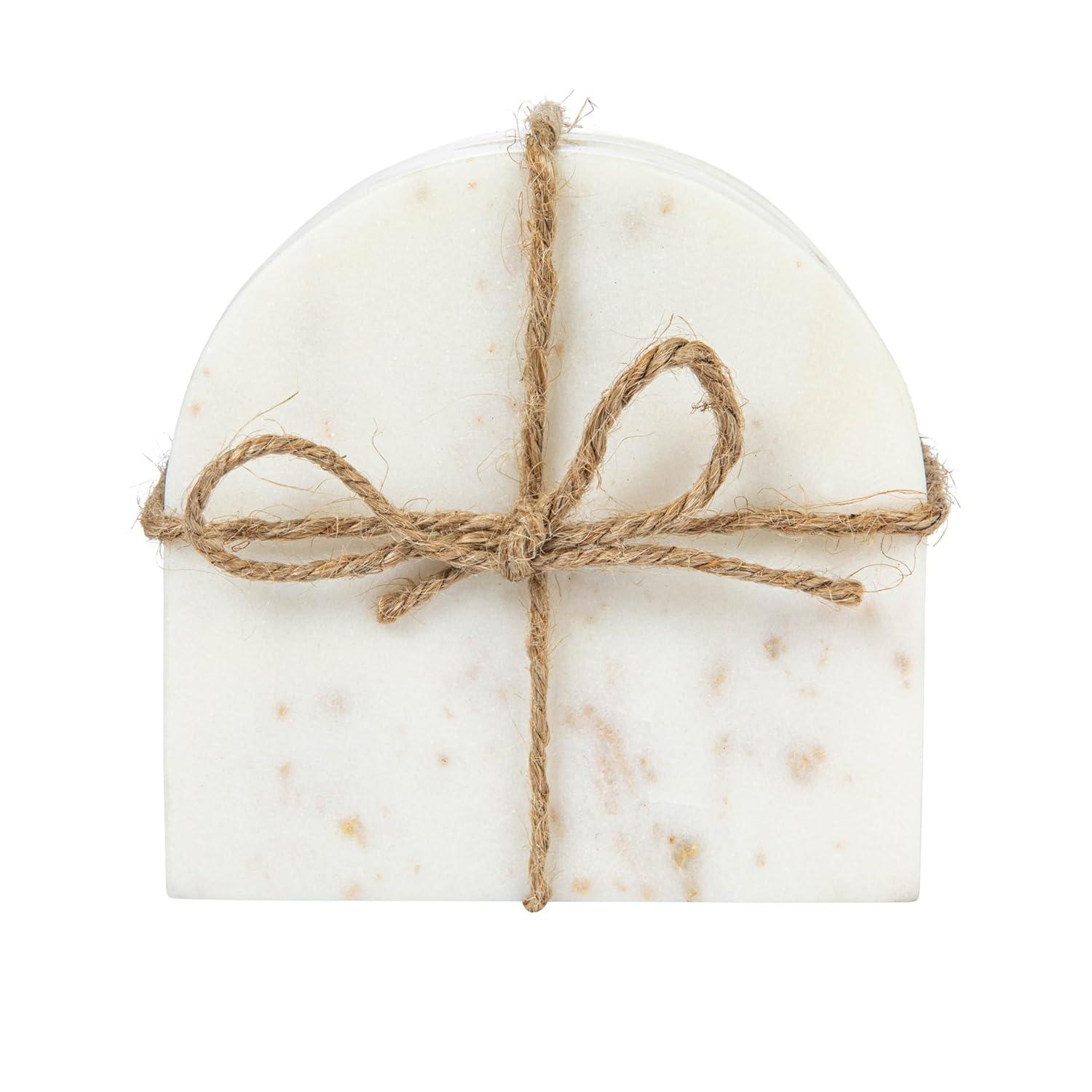Bloomingville Modern Arched Marble Coasters, Set of 4, White