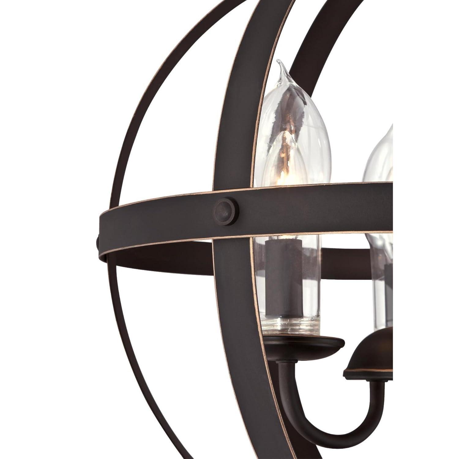 3 Light Chandelier & Clear Glass Candle Covers, Oil Rubbed Bronze & Highlights