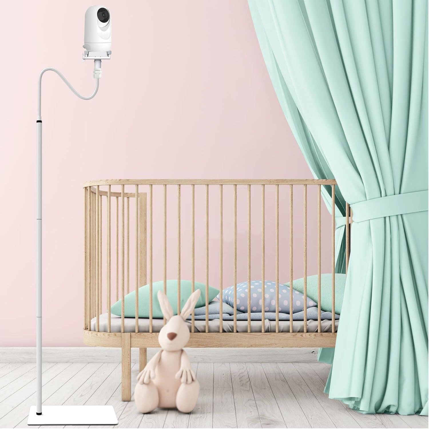 Adjustable White Aluminum Baby Monitor Floor Stand Holder