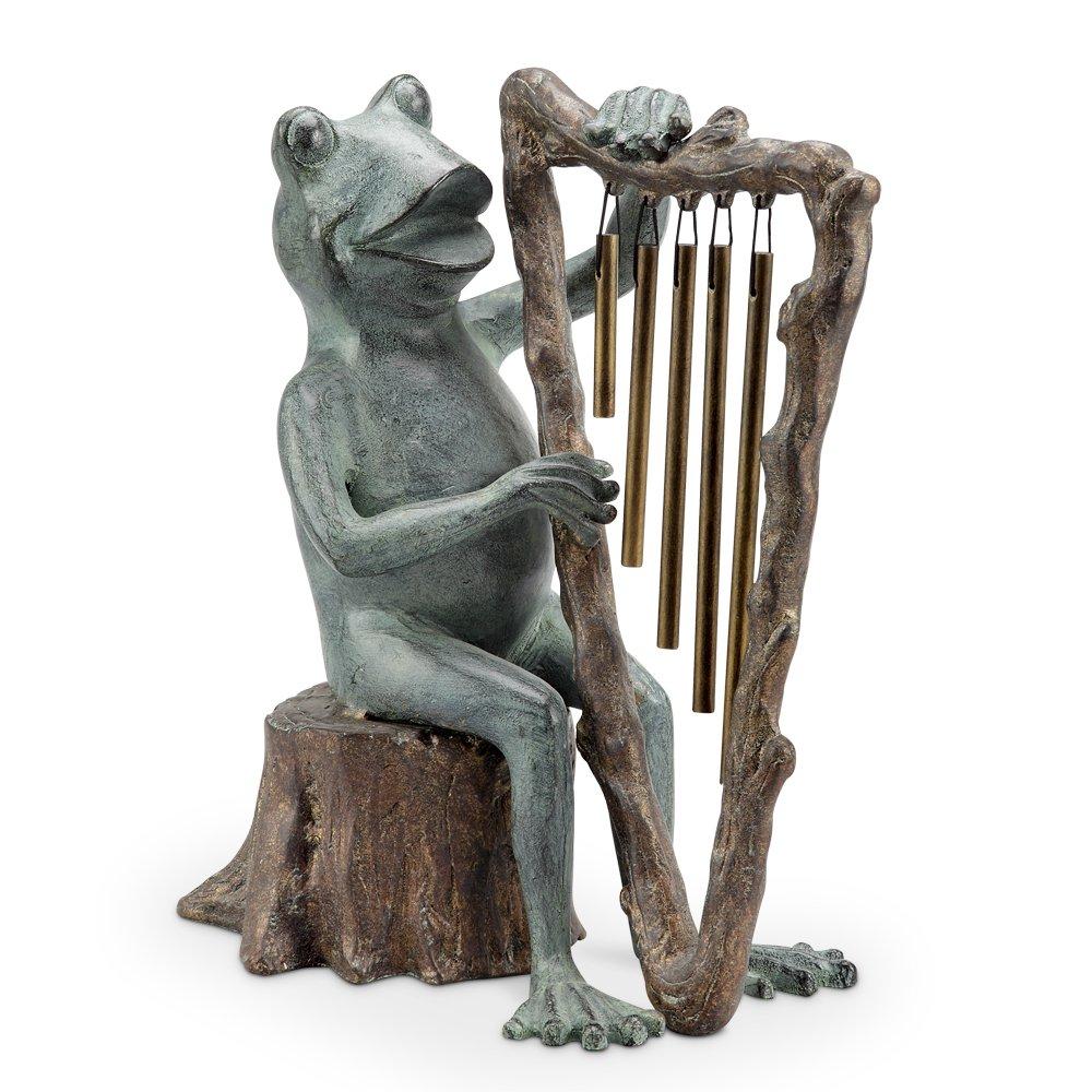 SPI Home San Pacific 34538 Frog & Harp Tube Windchime Garden Sculpture