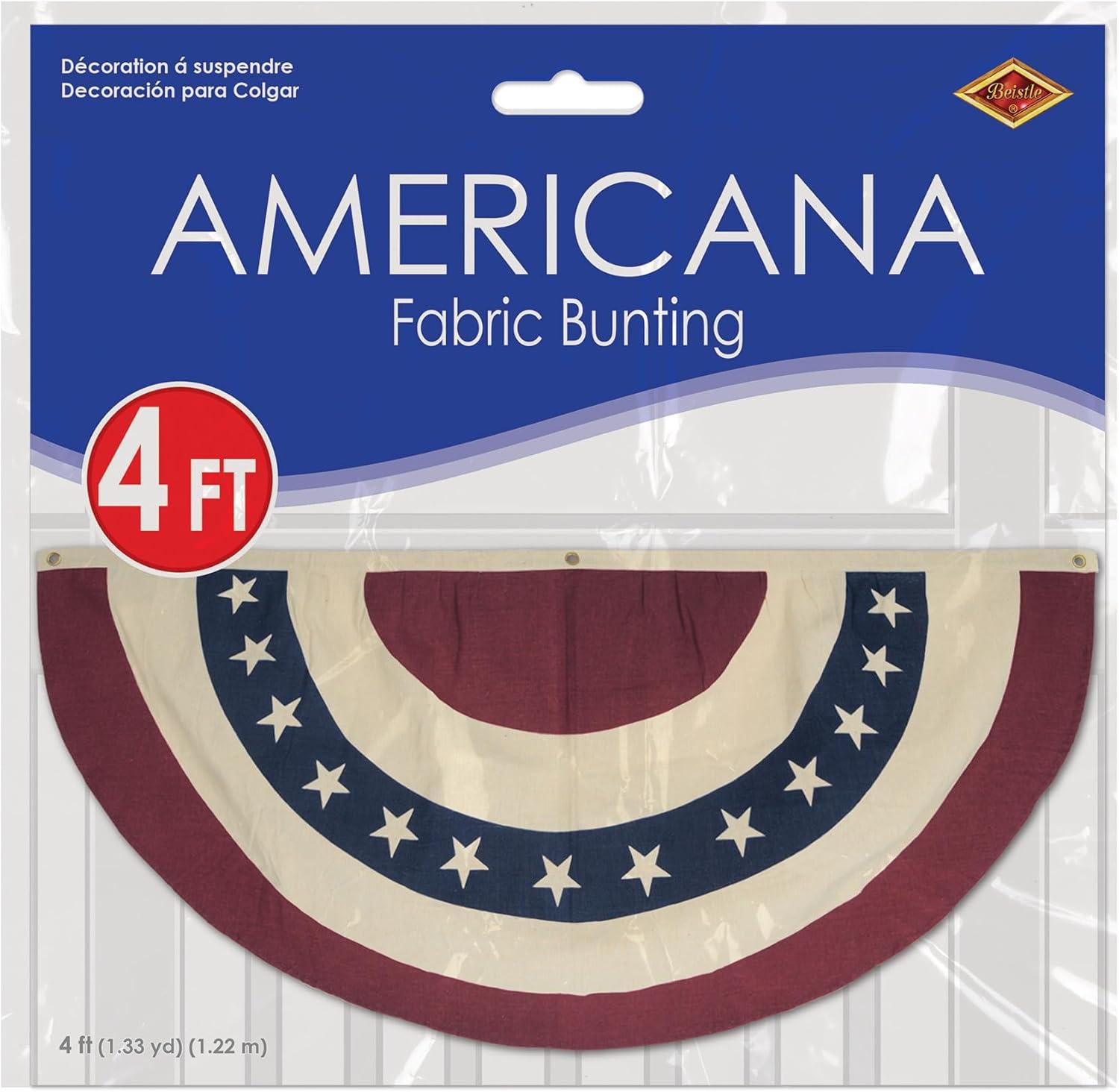 4ft Americana Red White and Blue Fabric Bunting