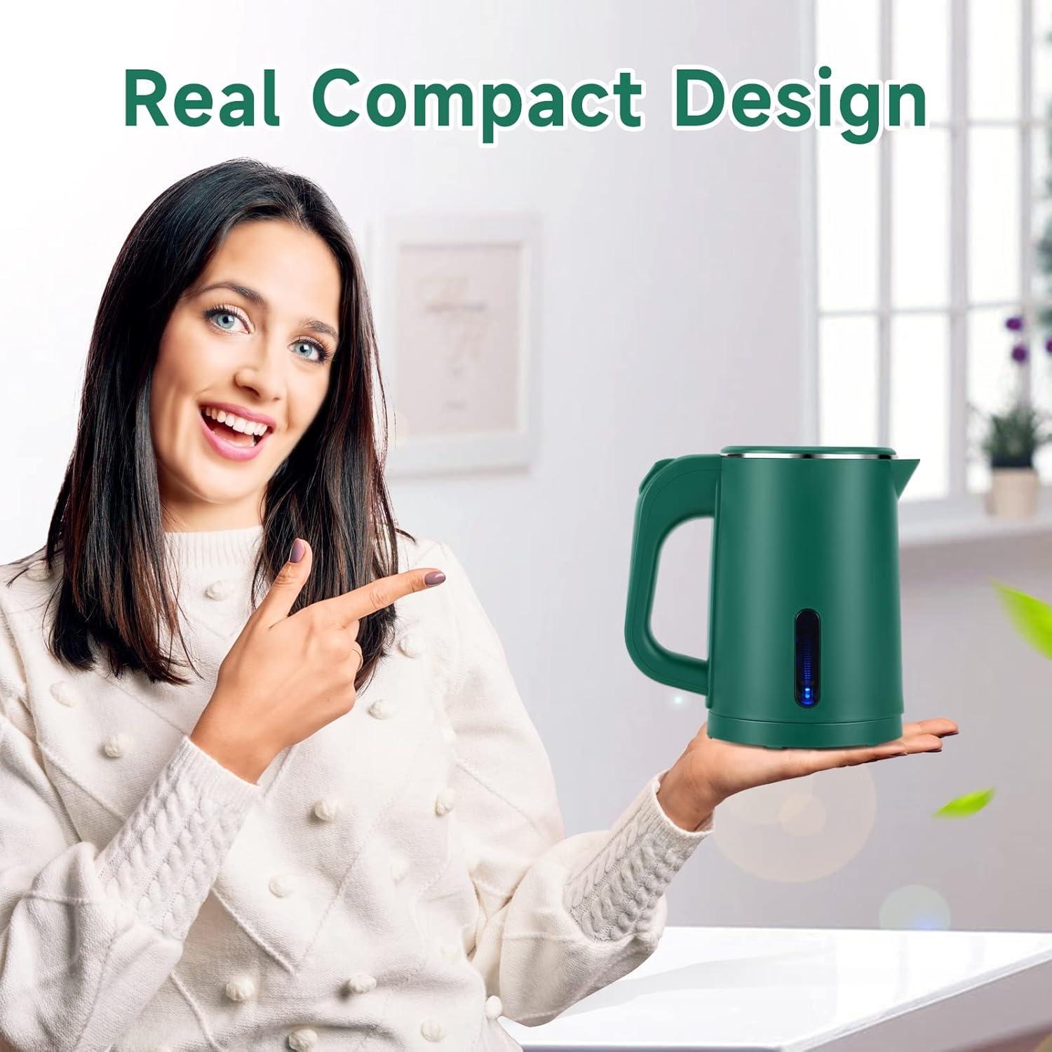 Green 0.8L Stainless Steel Mini Electric Kettle