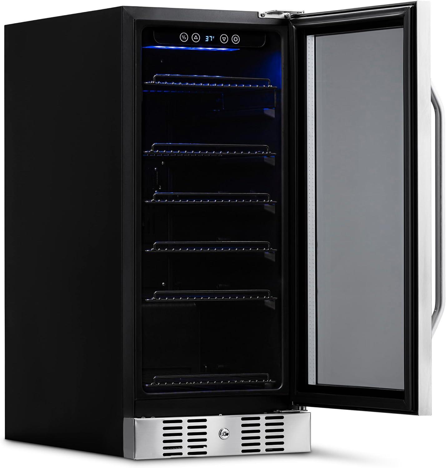 Newair 15" Built-in 96 Can Beverage Fridge in Stainless Steel with Precision Temperature Controls