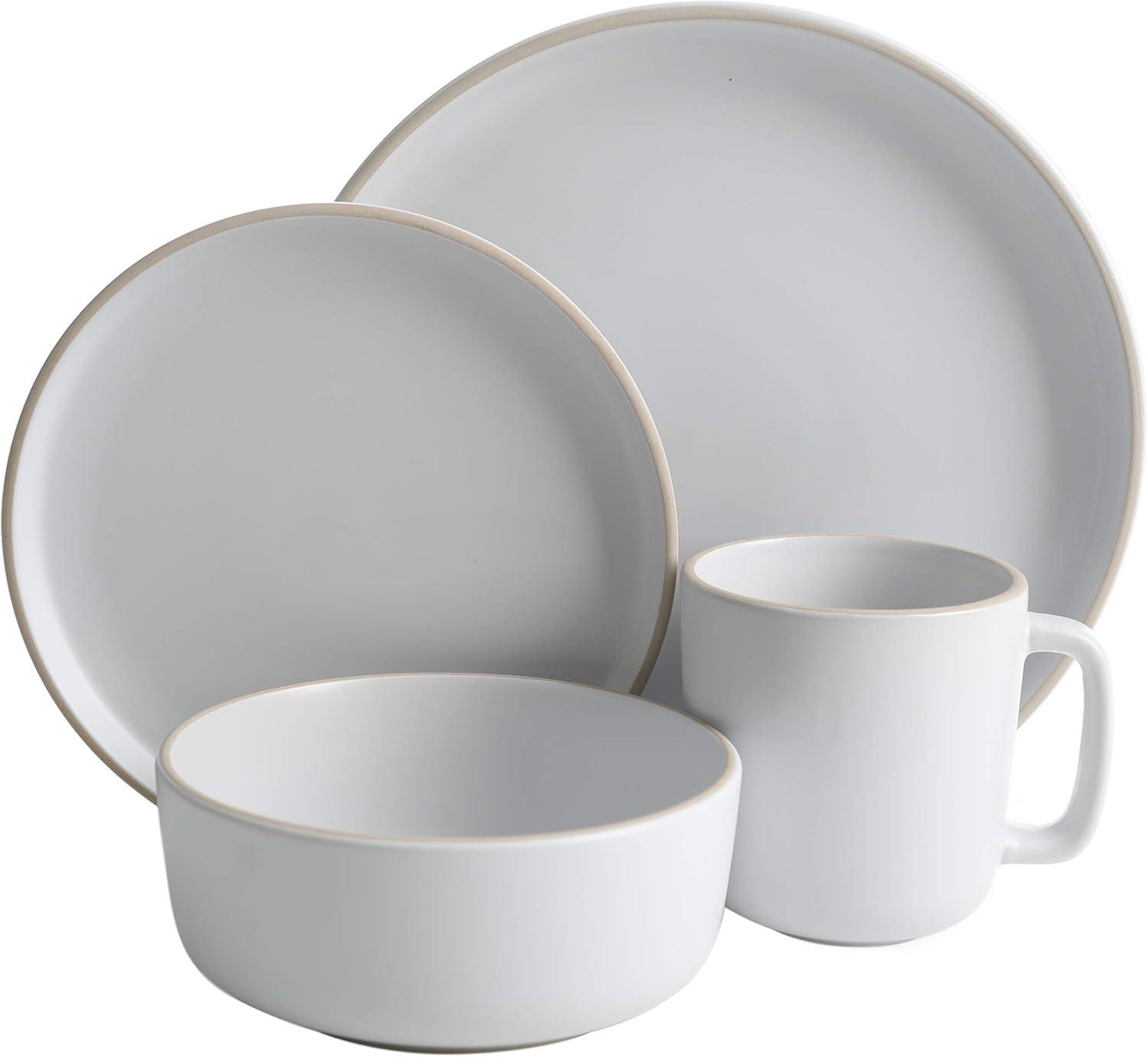 Matte White Ceramic 16-Piece Dinnerware Set, Service for 4