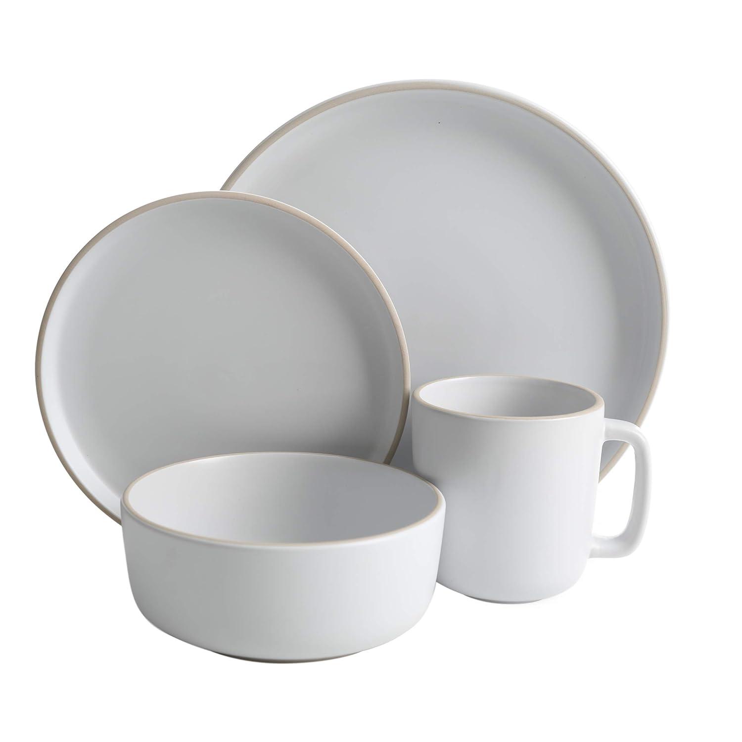 Gibson Home Zuma 16-Piece Round Matte Stoneware Dinnerware Set White