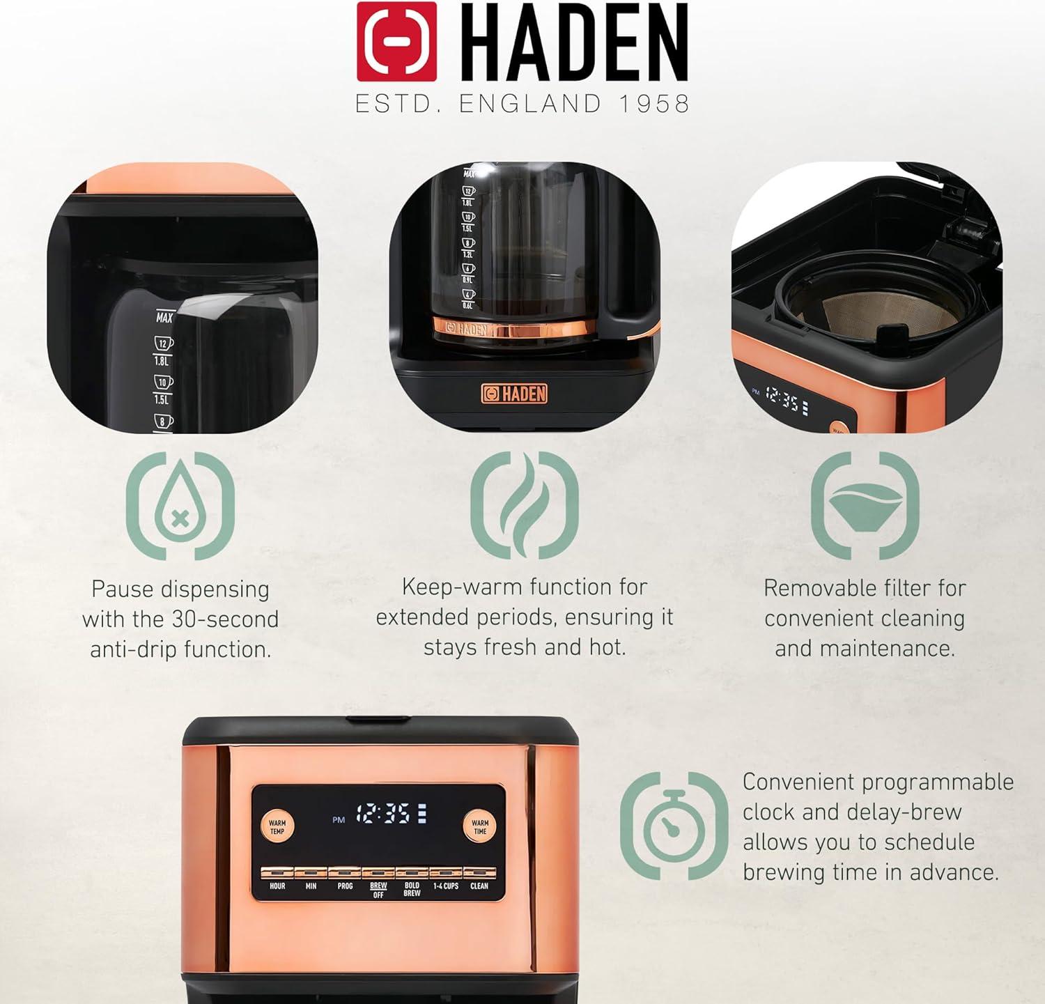 HADEN Generous Brew 14 Cup Digital Drip Coffee Maker with Control Settings