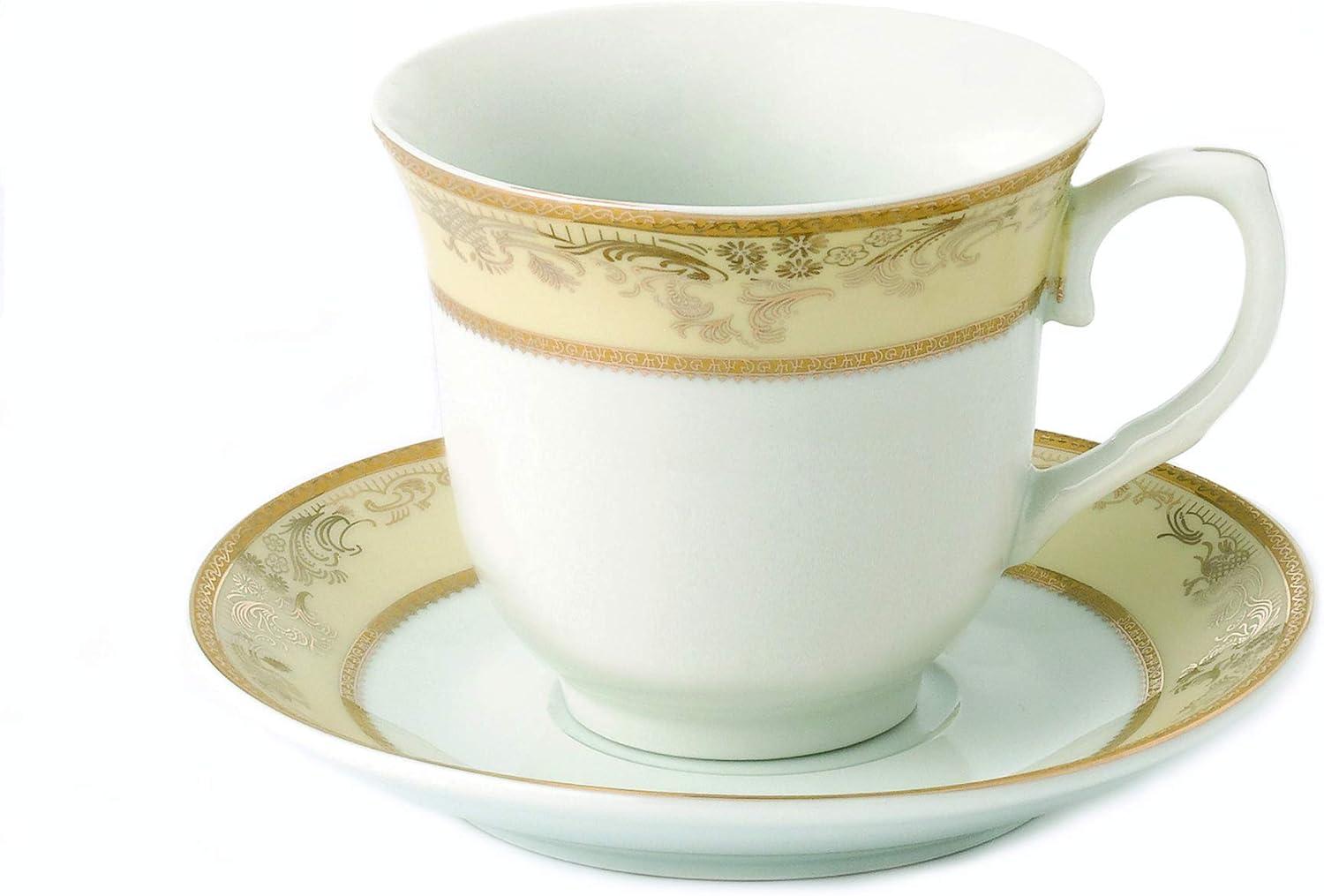 Lorren Home Trends Chloe-4 Cups and Saucers ,Gold