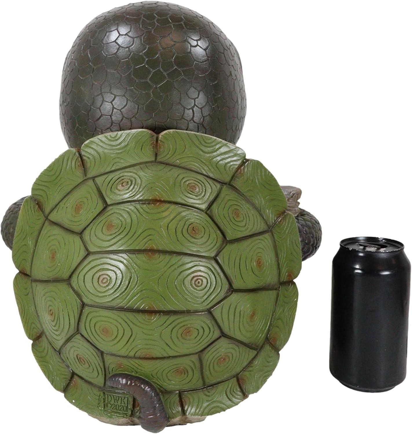 Large Painted Resin Baby Turtle Welcome Sign Statue