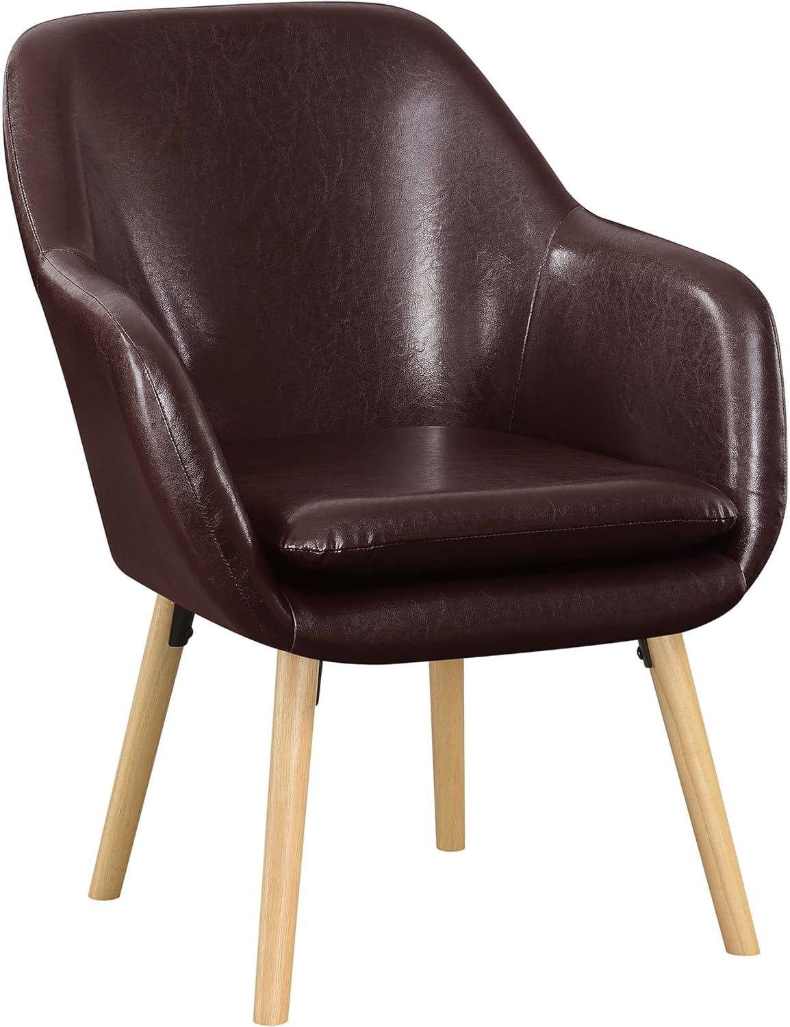 Convenience Concepts Take a Seat Charlotte Wingback Upholstered Accent Armchair, Espresso Faux Leather