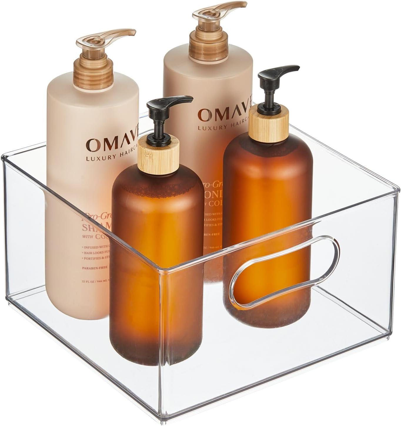 Clear Plastic Stackable Shower Organizer Bin with Handles