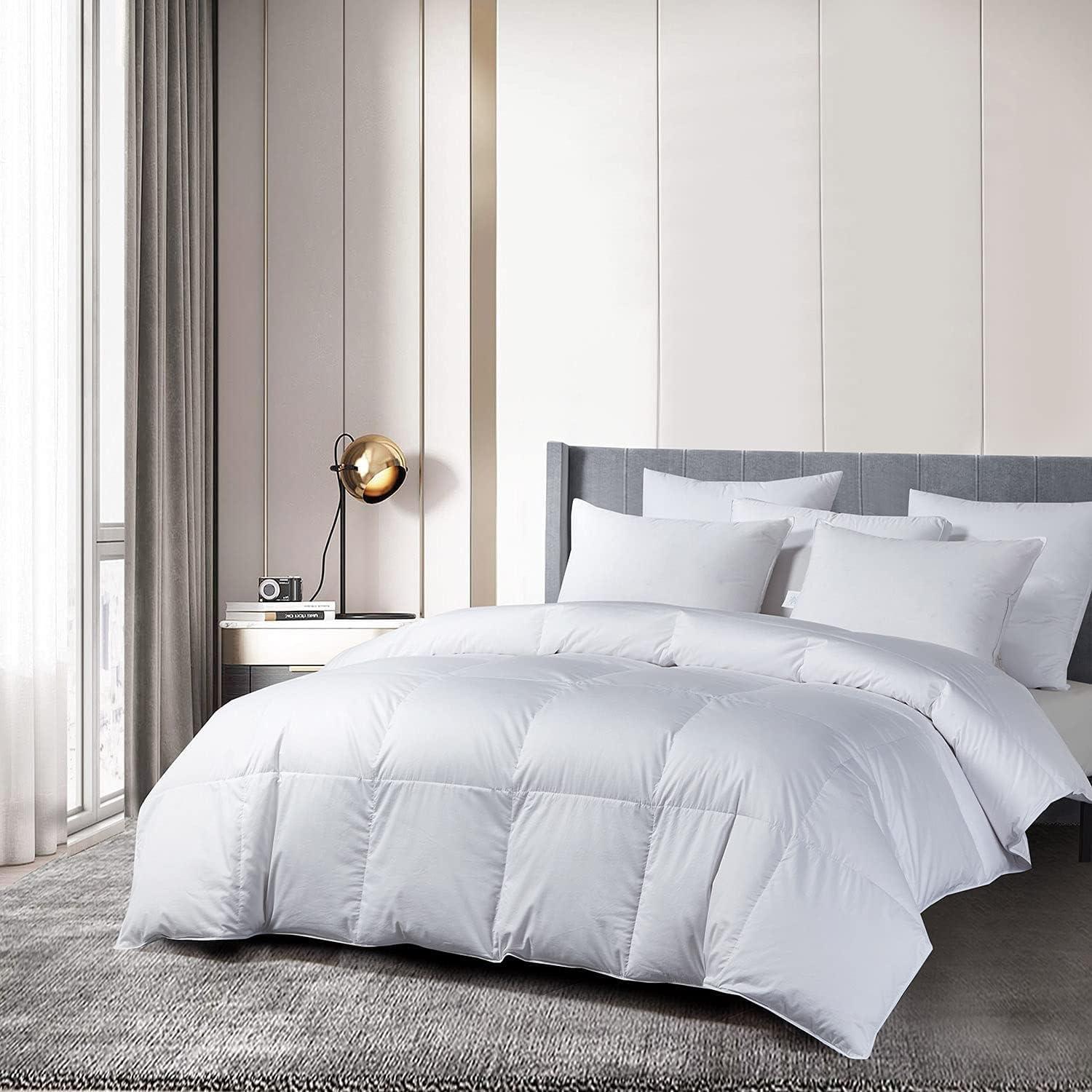 Full/Queen White Cotton Sateen Down Comforter