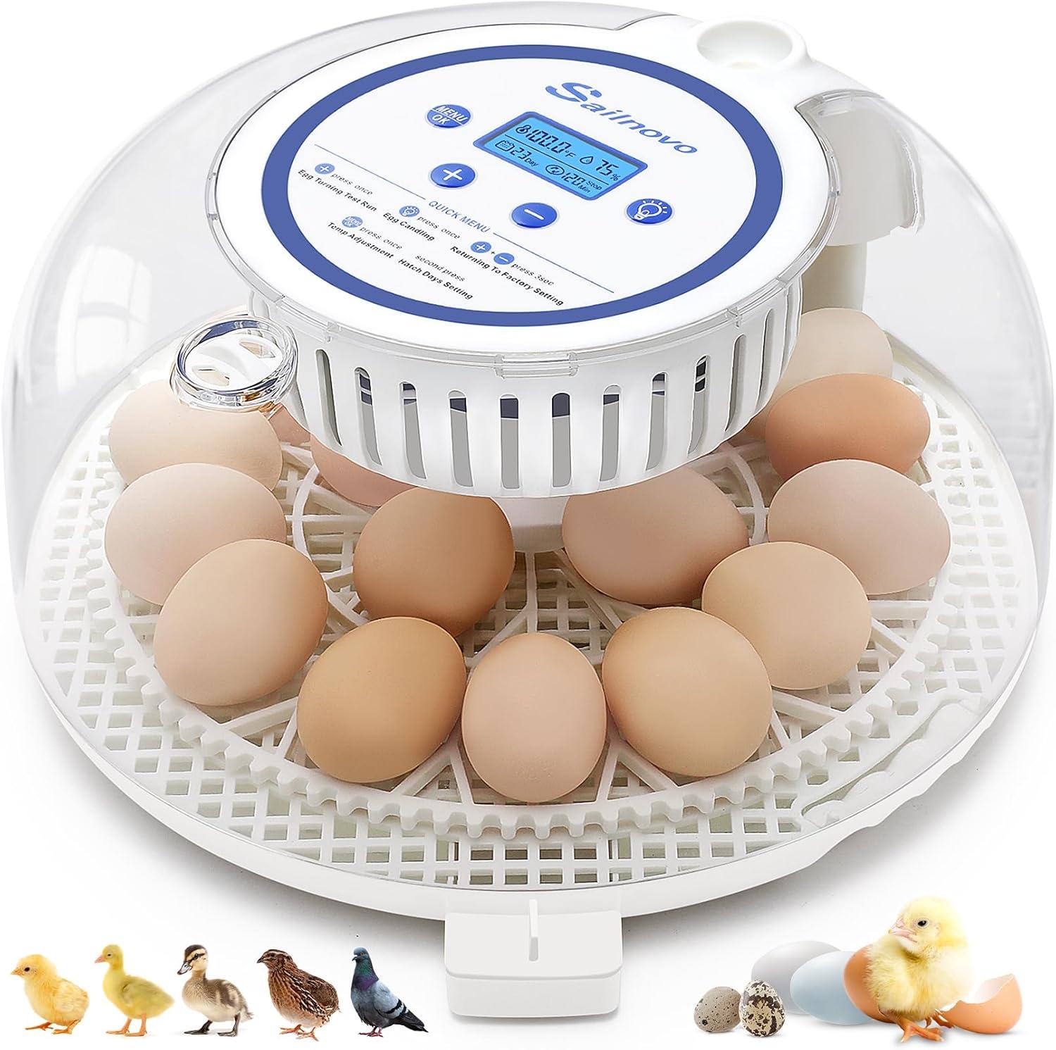 Adnoom 18 Egg Incubator for Chicken,Incubators for Hatching Eggs with Automatic Egg Turning and Humidity Control, Egg Candler, 360° View Window for Farm Hatching