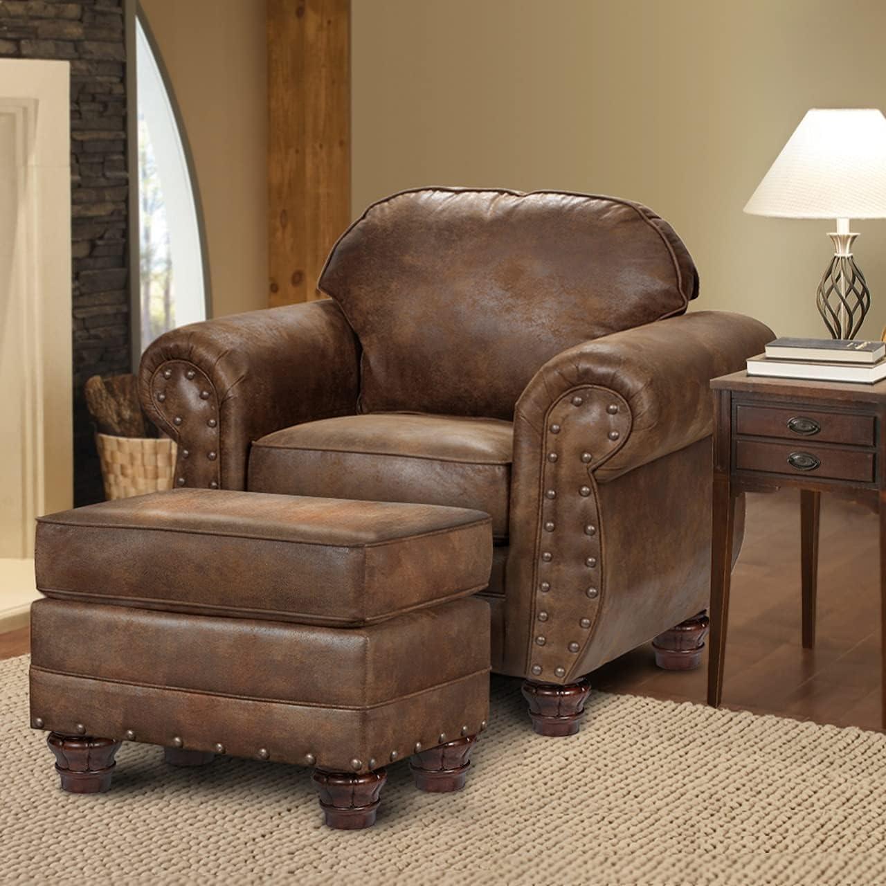 American Furniture Classics Model Number 9900-90 Sedona Ottoman with Nail Head Accents