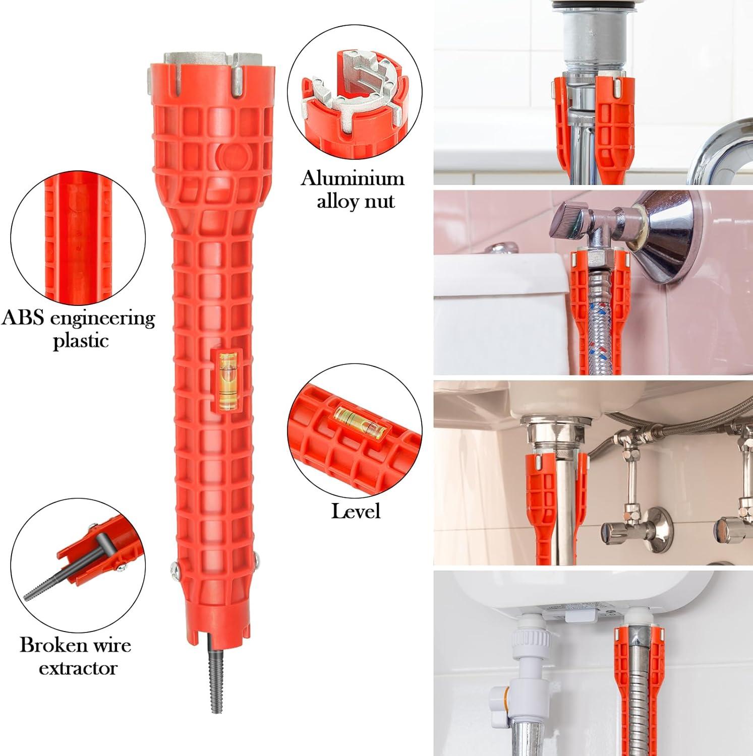 Forlivese 14-in-1 Multi-Function Basin Wrench,Faucet Installer and Sink Drain Nut Removal Tool,One-Way Plumbing Wrench for Tight Spaces