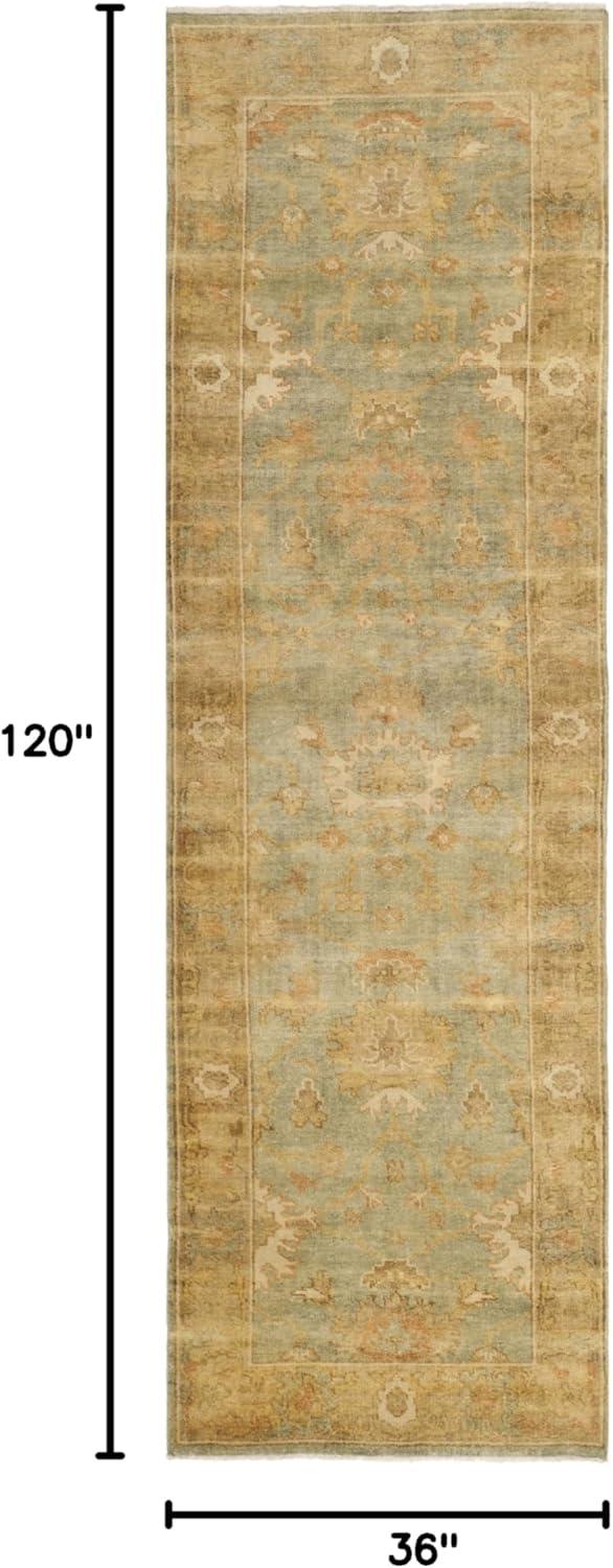 Hand-Knotted Black Wool Oushak Runner Rug 3' x 10'