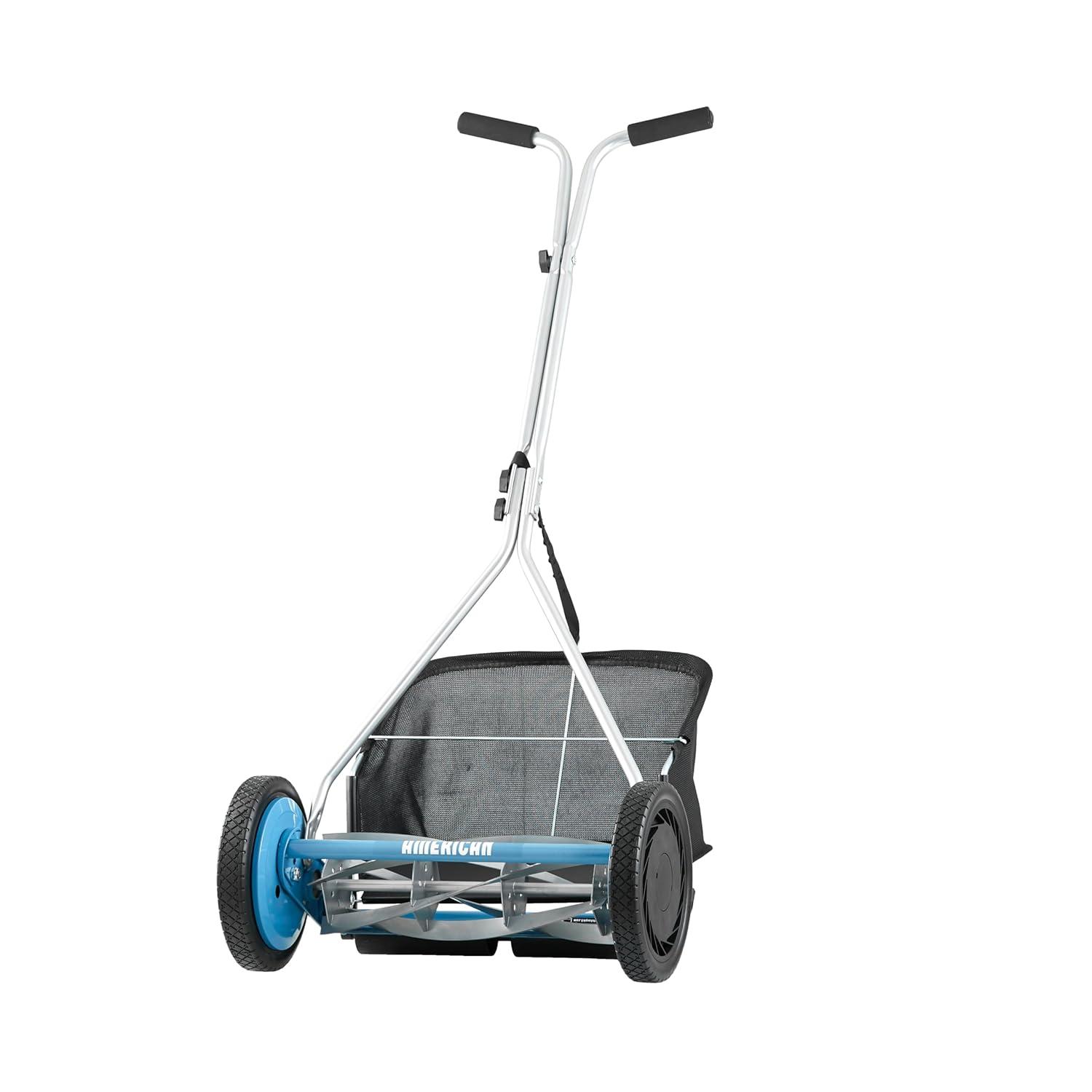 16 in. 5-Blade Manual Walk Behind Reel Lawn Mower, Grass Catcher Included