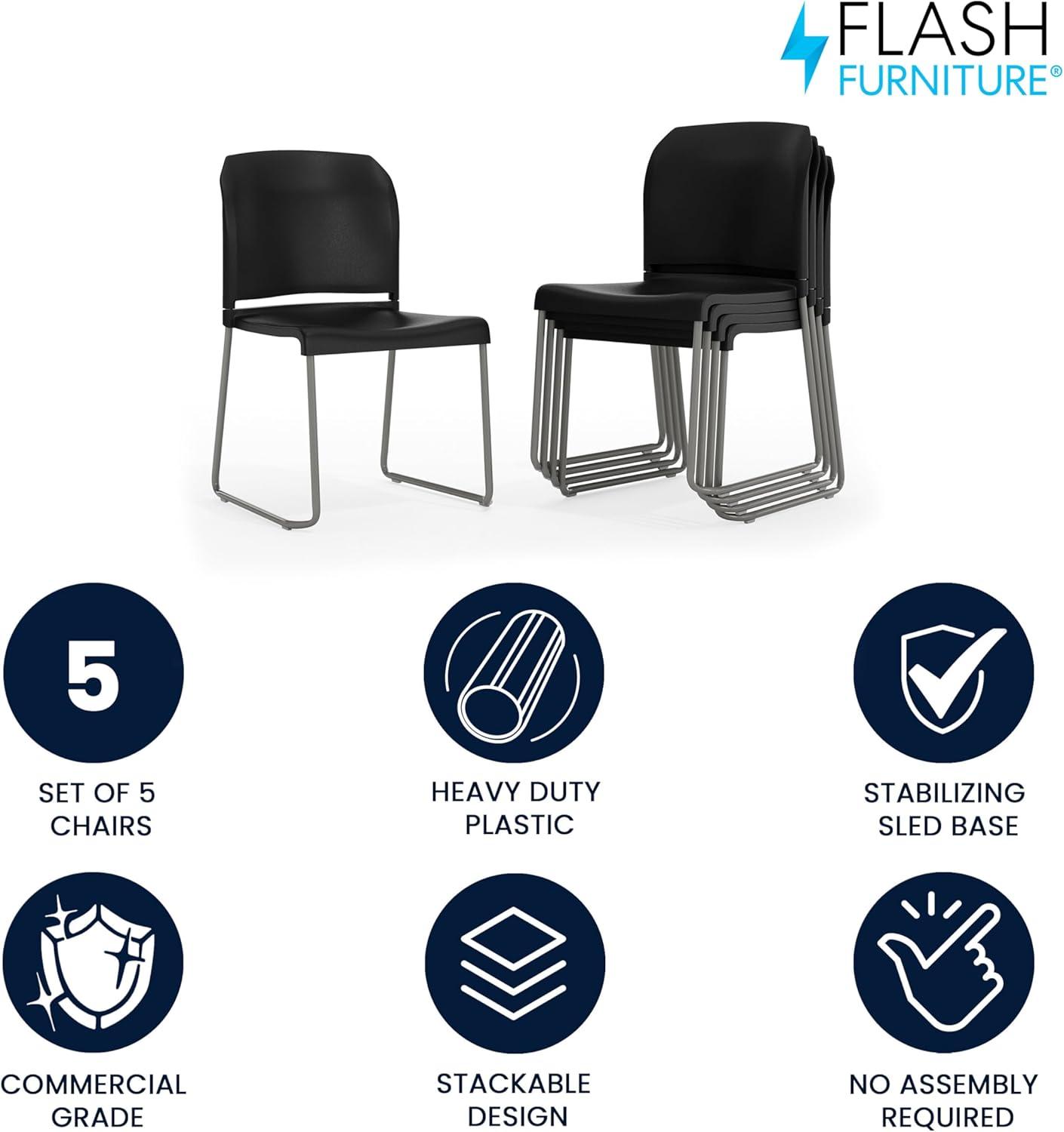 Flash Furniture Brielle Contoured Sled Base Stackable Waiting Room Chairs (Set of 5)