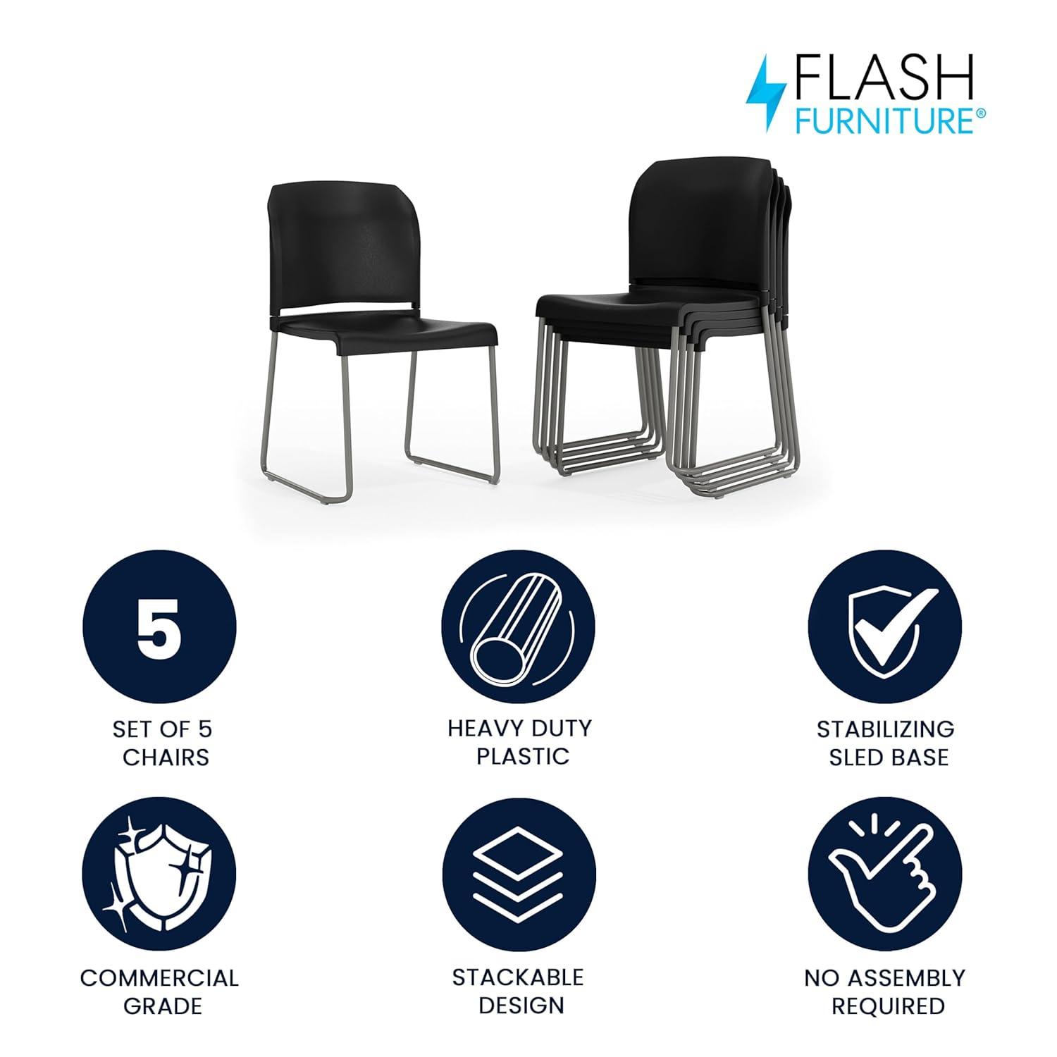 Flash Furniture Brielle Contoured Sled Base Stackable Waiting Room Chairs (Set of 5)
