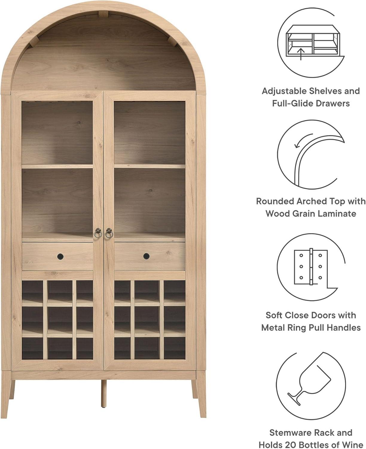 Modway Nolan Arched Bar Cabinet in Light Oak