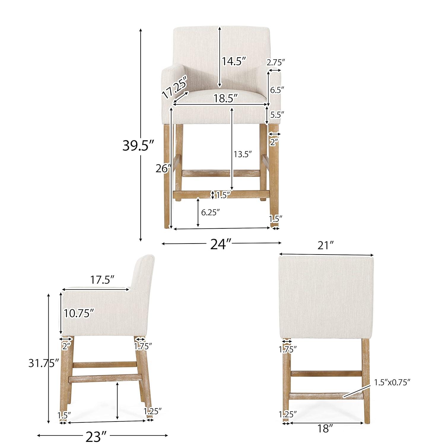 Christopher Knight Home Chaparral Contemporary Fabric Upholstered Wood 26 inch Counter Stools (Set of 2), Beige and Weathered Natural