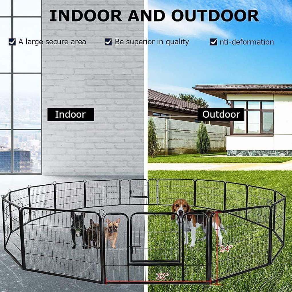 FDW Dog Playpen Pet Dog Fence 2-32 Panels  24/32/40"H Metal Dog Pen Outdoor Exercise Pen with Doors for Large/Medium /Small Dogs for RV,Camping,Yard