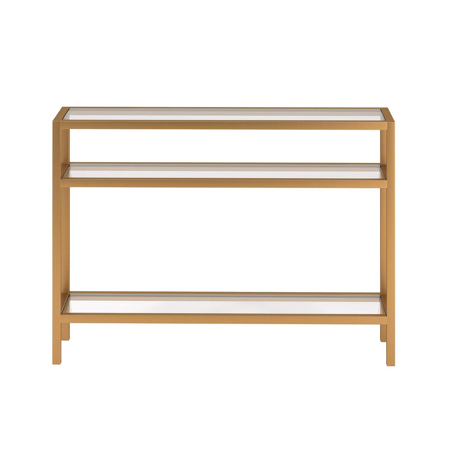Evelyn&Zoe Sivil 42" Wide Rectangular Console Table, Brass