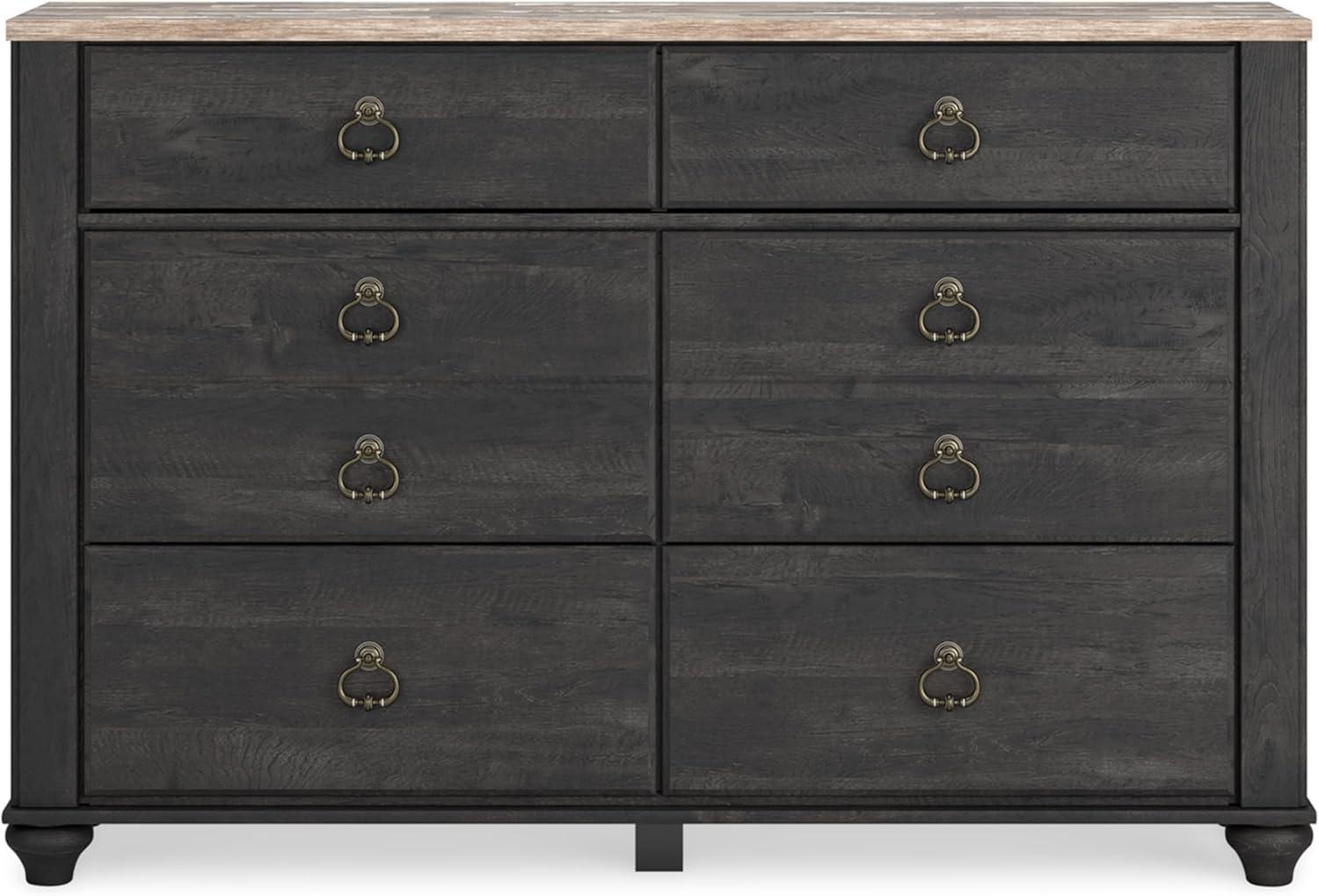 Nanforth Gray and Light Brown 6-Drawer Traditional Dresser