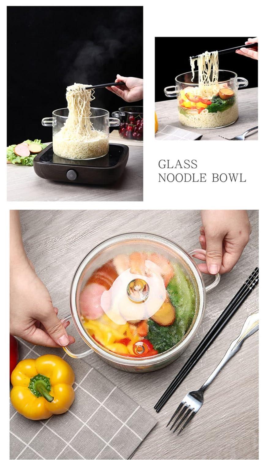 Ghojet Glass Saucepan with Lid 50oz Glass Cooking Pot Non-Stick Stovetop Saucepan Heat Resistant Glass Cookware Pot High Borosilicate Glass Stovetop Pot Even Heating for Soup Sauce Stew