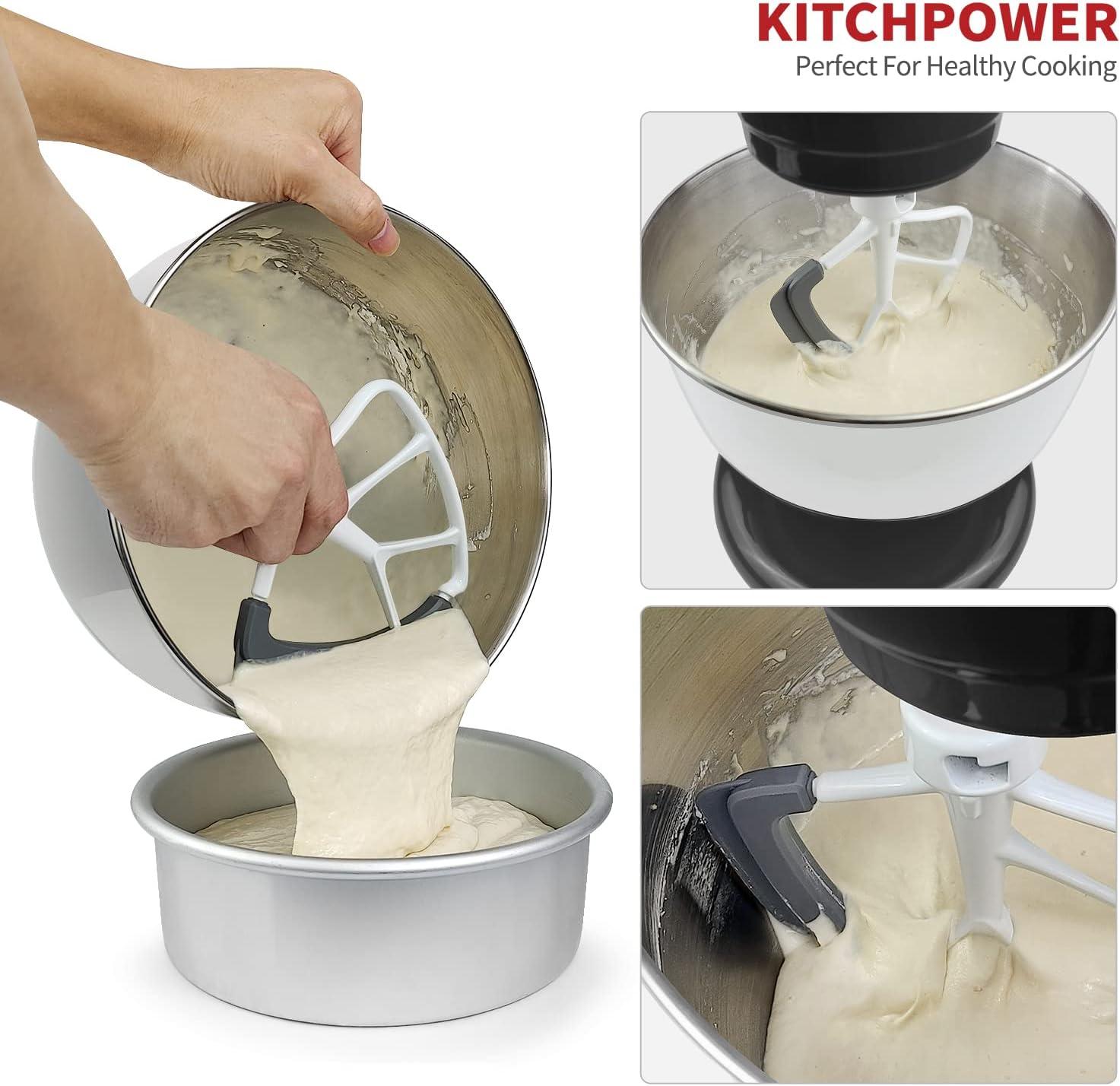 KITCHPOWER 4.5-5 Quart Flex Edge Beater for KitchenAid Tilt-Head Stand Mixers White