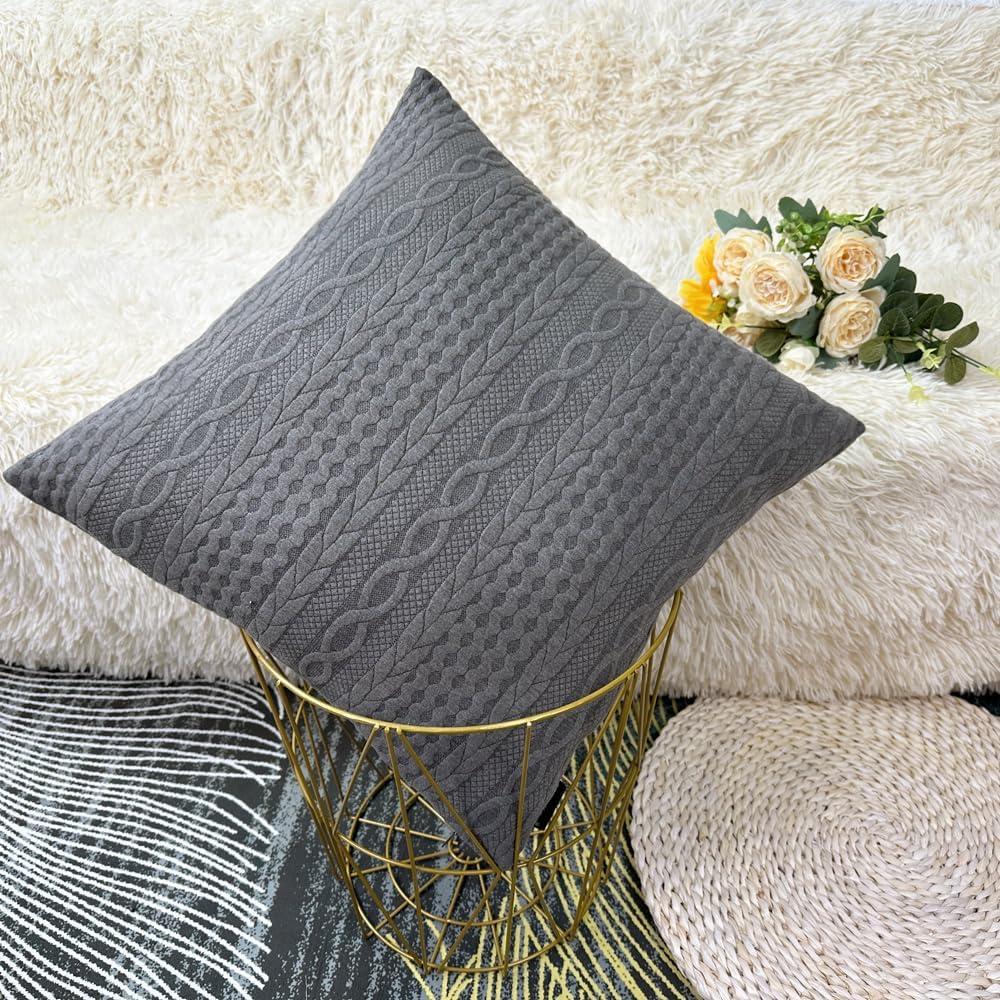 Gray 18" x 18" Cotton Polyester Euro Pillow Covers, Set of 2