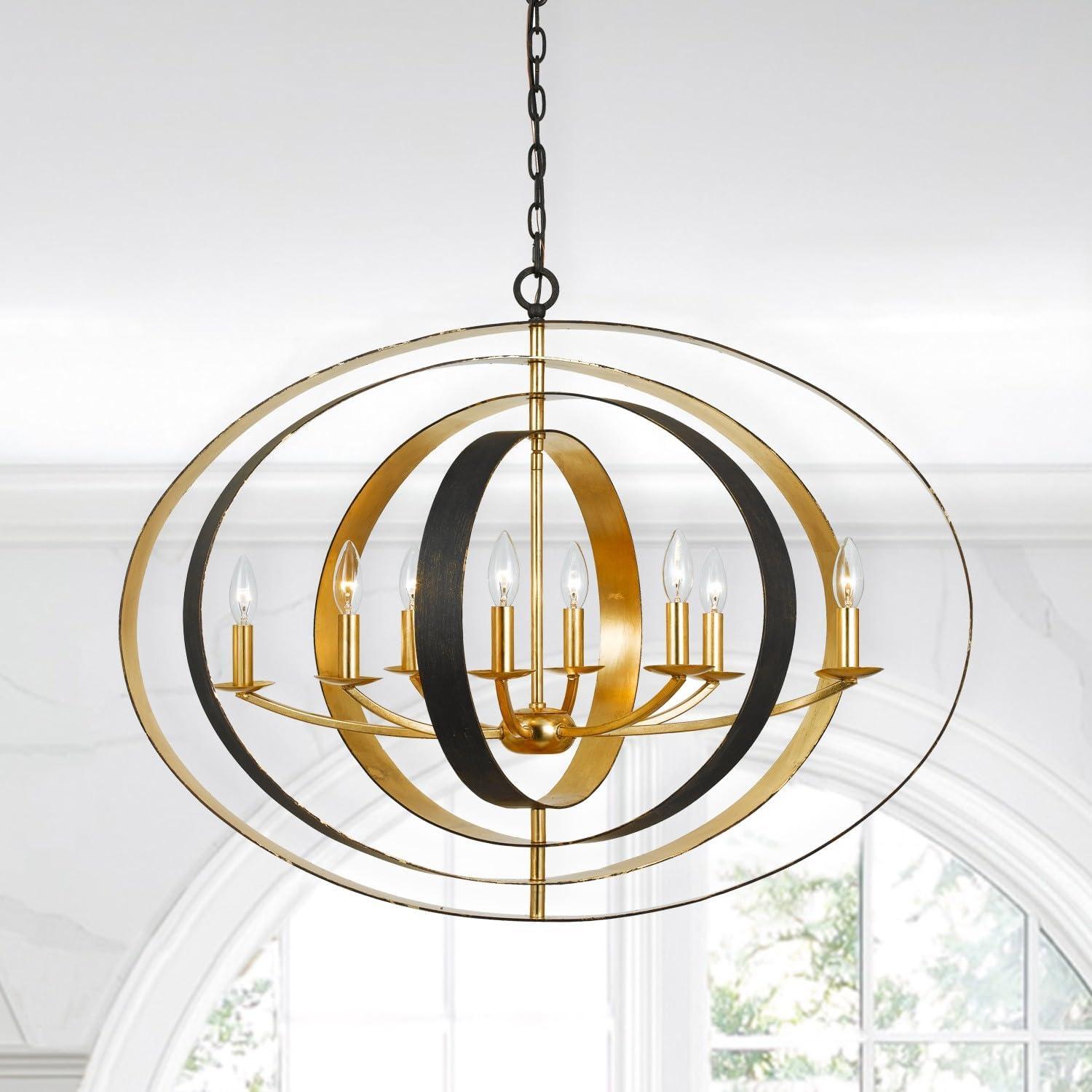 588-EB-GA-Crystorama Lighting-Luna - Eight Light Oval Chandelier-English Bronze/Antique Gold Finish    -Traditional Installation