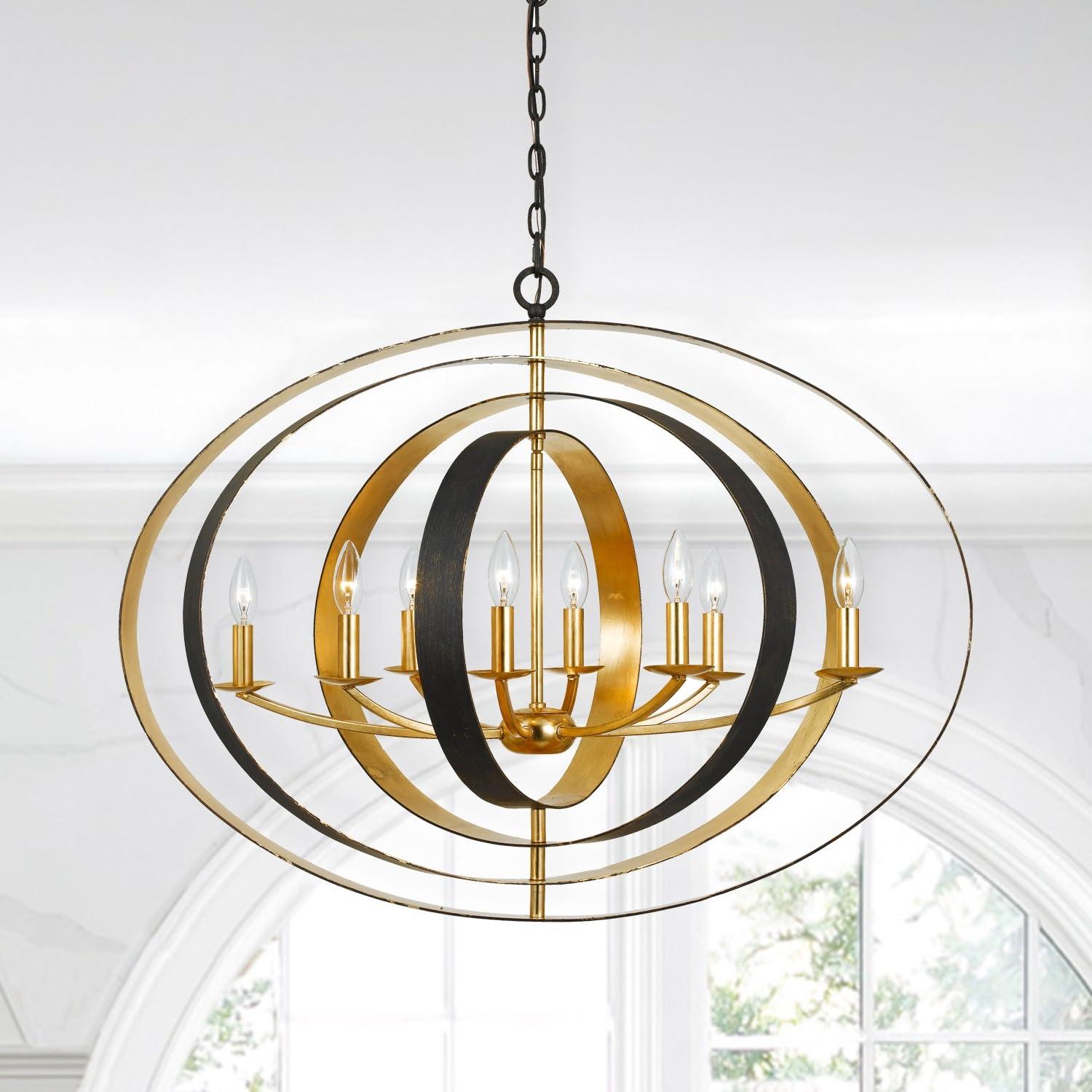 588-EB-GA-Crystorama Lighting-Luna - Eight Light Oval Chandelier-English Bronze/Antique Gold Finish    -Traditional Installation