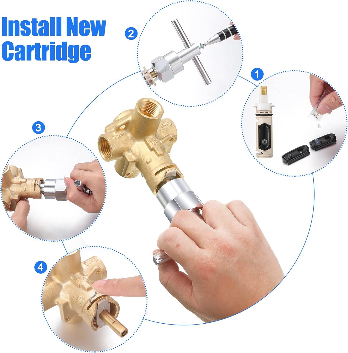 1222 Replacement Cartridge with Moen 104421 Cartridge Puller Removal Tool Retainer Clip Compatible with Moen One-Hanlde Posi Temp 1222B Shower Bathtub Faucet (1222 cartridge +104421 cartridge puller)