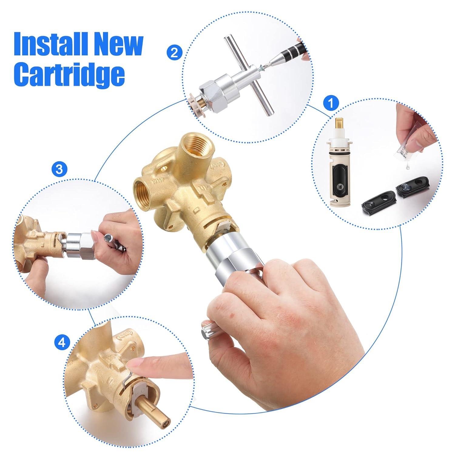 1222 Replacement Cartridge with Moen 104421 Cartridge Puller Removal Tool Retainer Clip Compatible with Moen One-Hanlde Posi Temp 1222B Shower Bathtub Faucet (1222 cartridge +104421 cartridge puller)