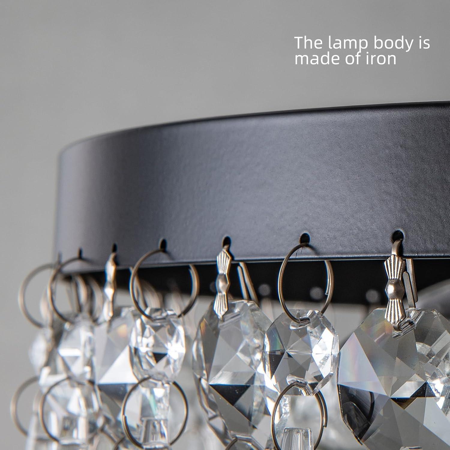 KSRYSZCQ Black Crystal Ceiling Light 4 Light Semi Flush Mount Ceiling Light Crystal Close to Ceiling Light Fixtures for Bedroom Living Room Kitchen Hallway