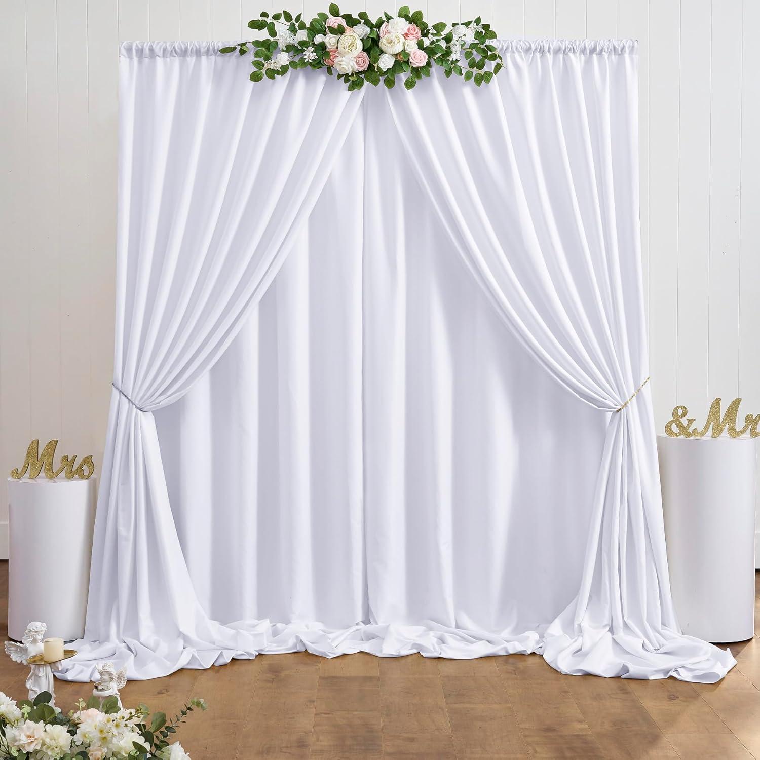 10x10ft White Backdrop Curtain for Parties Wrinkle Free Wedding Baby Curtain Backdrops for Birthday Party