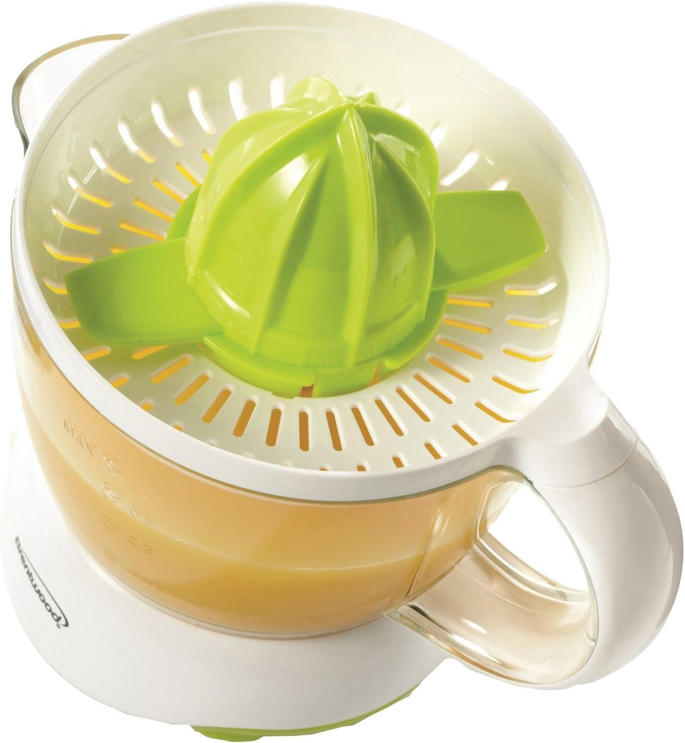 Brentwood 24oz White Electric Citrus Juicer with Green Accents