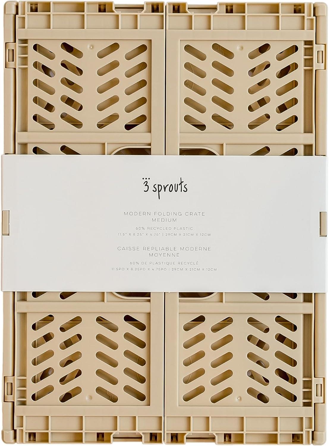 3 Sprouts 3 Sprouts - Recycled Plastic Crates - Pack of 2 - Sand