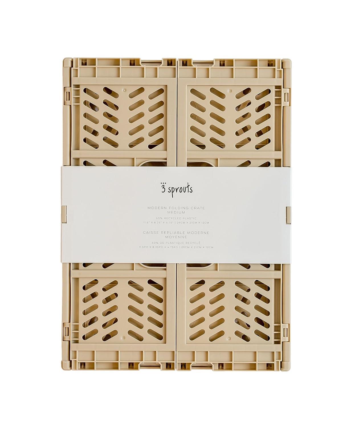 3 Sprouts 3 Sprouts - Recycled Plastic Crates - Pack of 2 - Sand