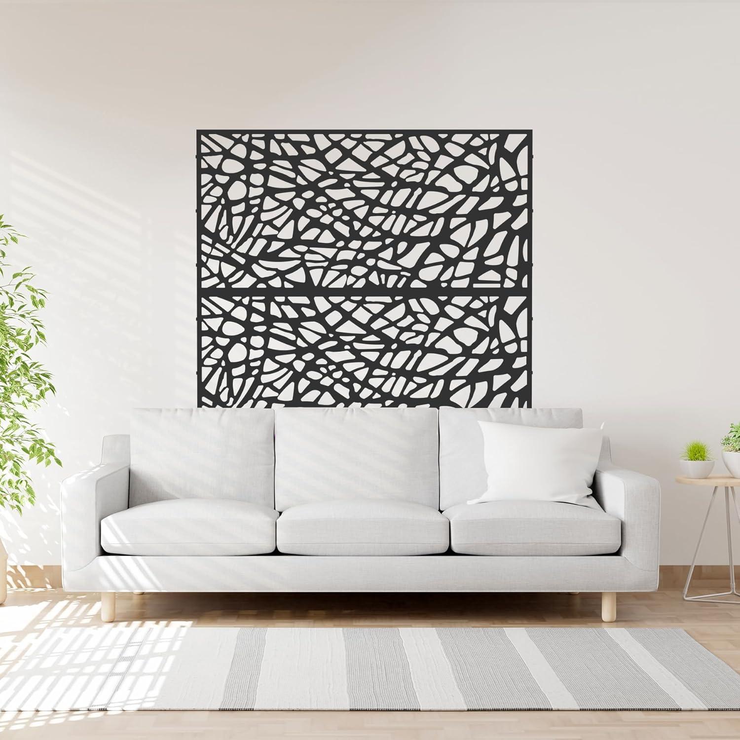 Domi Outdoor Living Privacy Screen, Freestanding, Modern, Black, Plastic Mesh, Galvanized Steel Frame